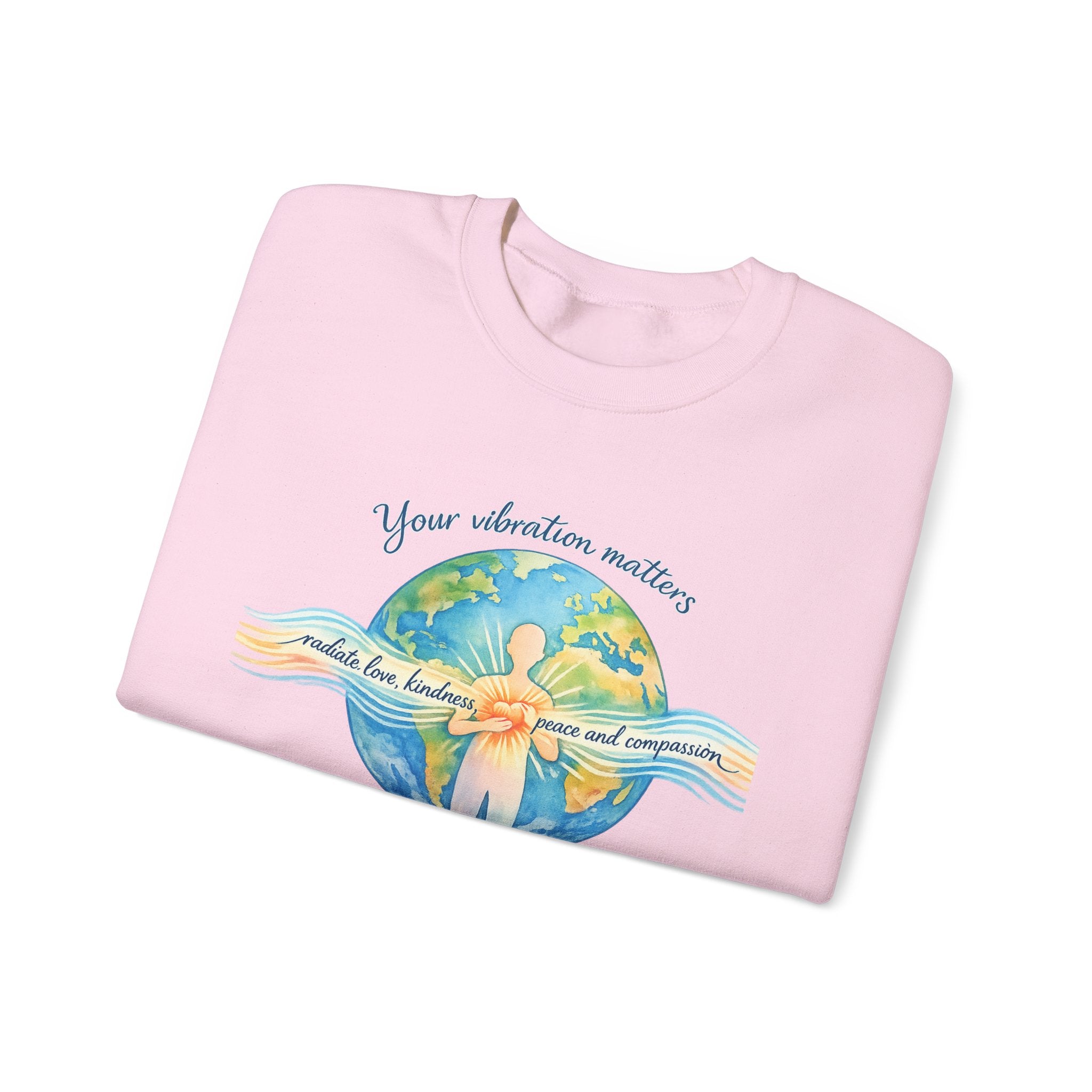 Crewneck Sweatshirt — "Your Vibration Matters" Earth & Heart Graphic