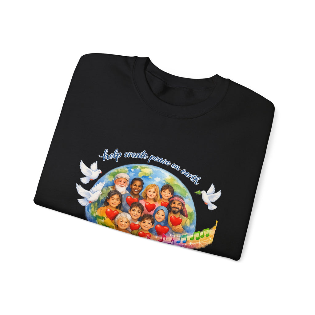 Peace on Earth Crewneck Sweatshirt — "Help Create Peace on Earth" Kids of the World Design