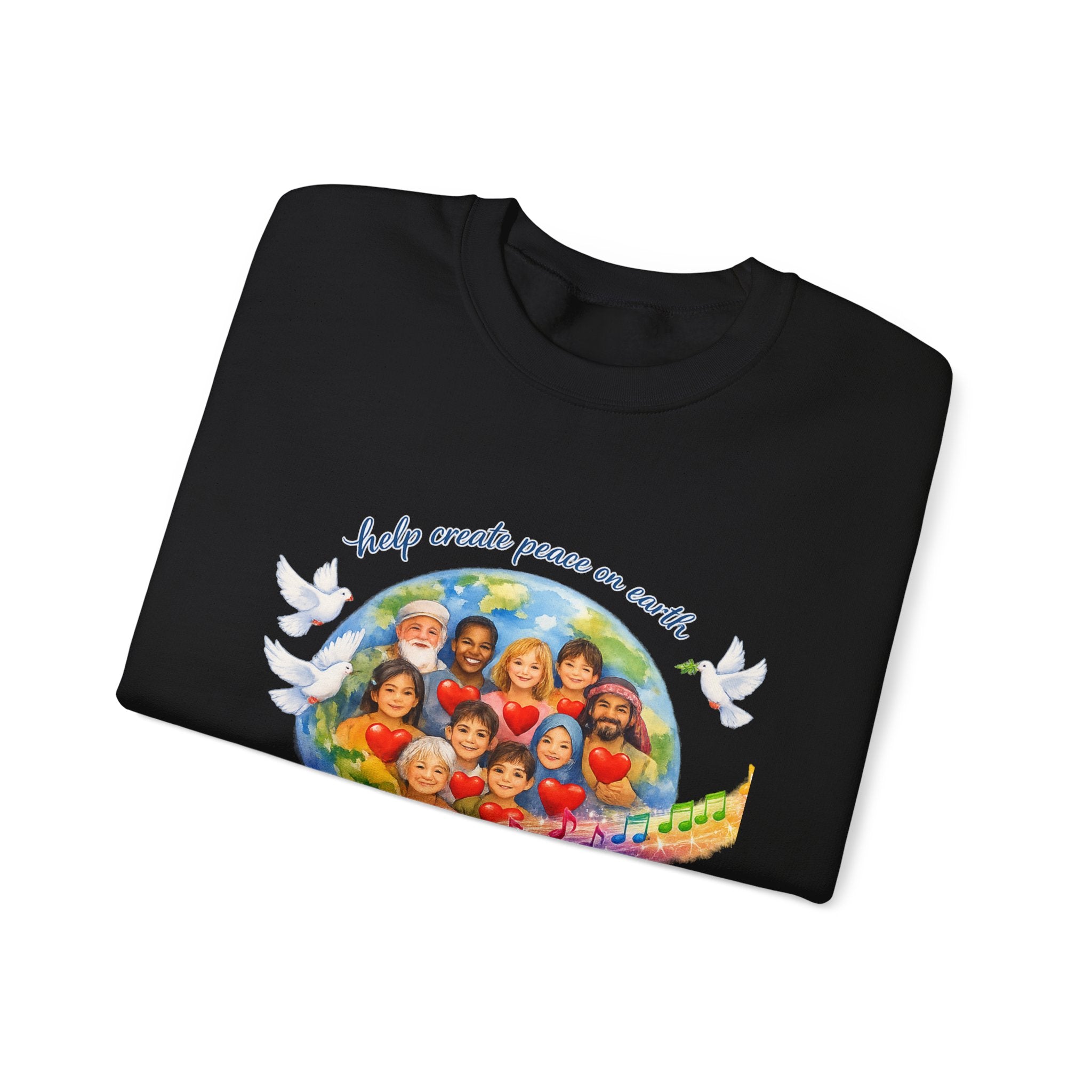Peace on Earth Crewneck Sweatshirt — "Help Create Peace on Earth" Kids of the World Design