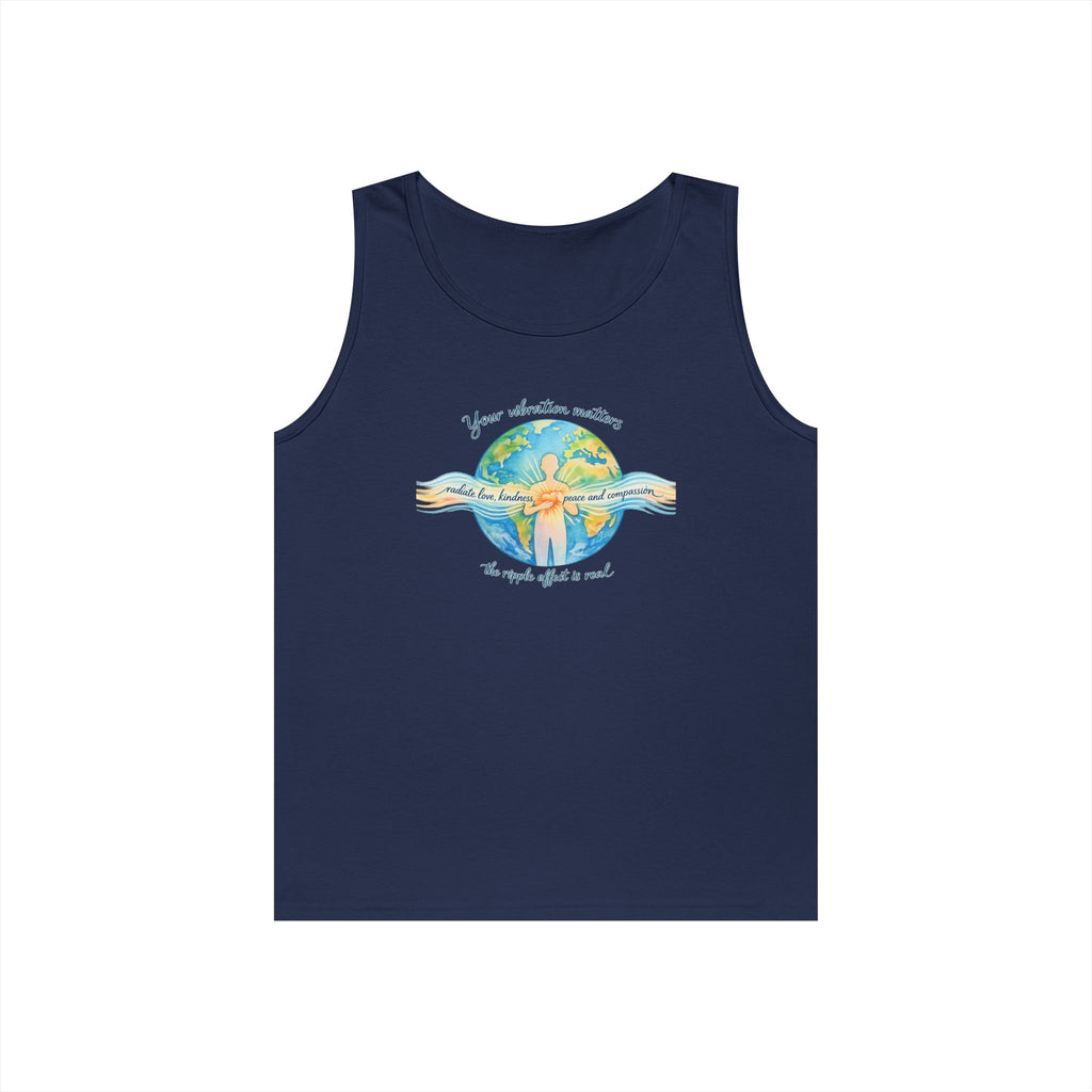 Earth Hug Tank — "Your vibration matters" Eco Positive Graphic Tank Top