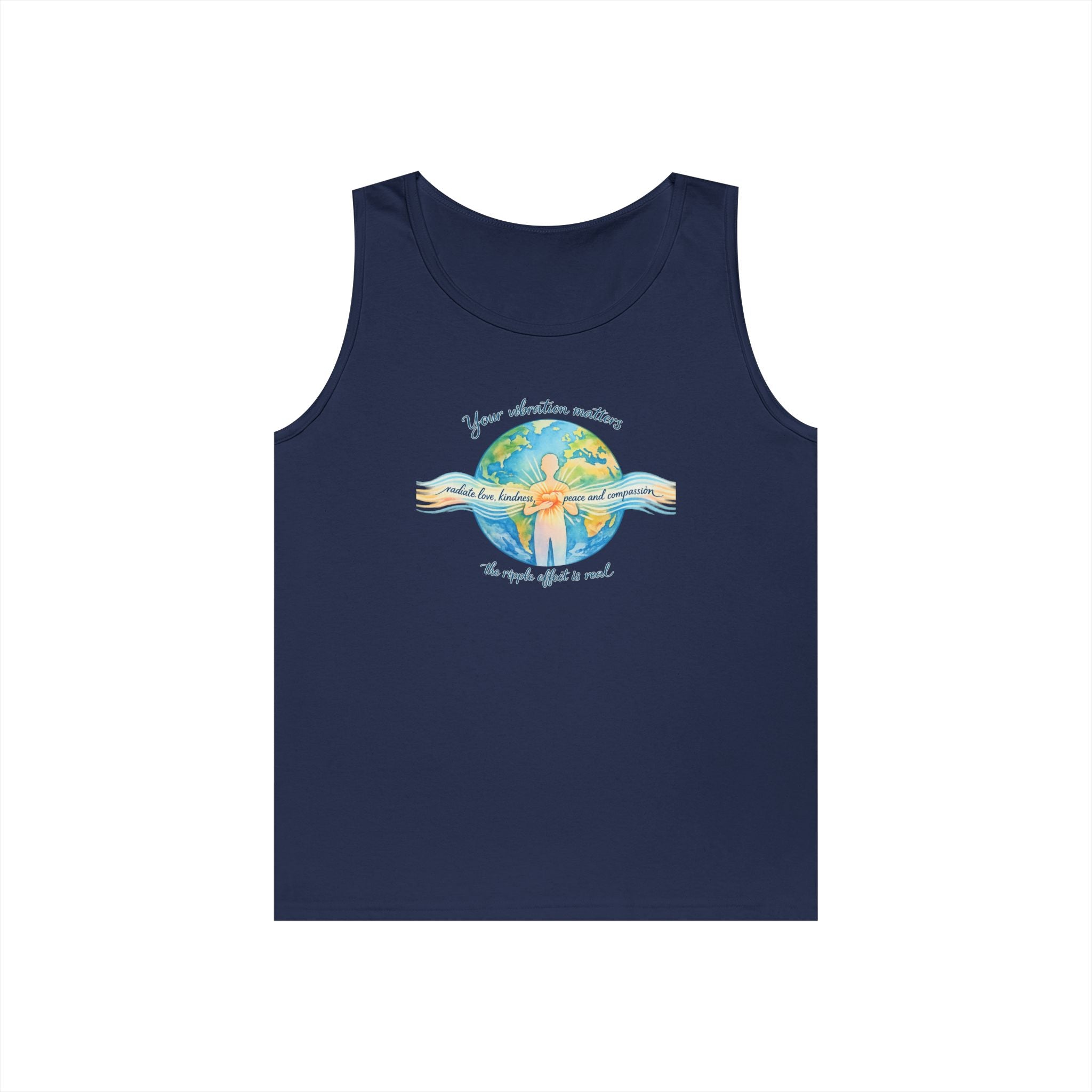 Earth Hug Tank — "Your vibration matters" Eco Positive Graphic Tank Top