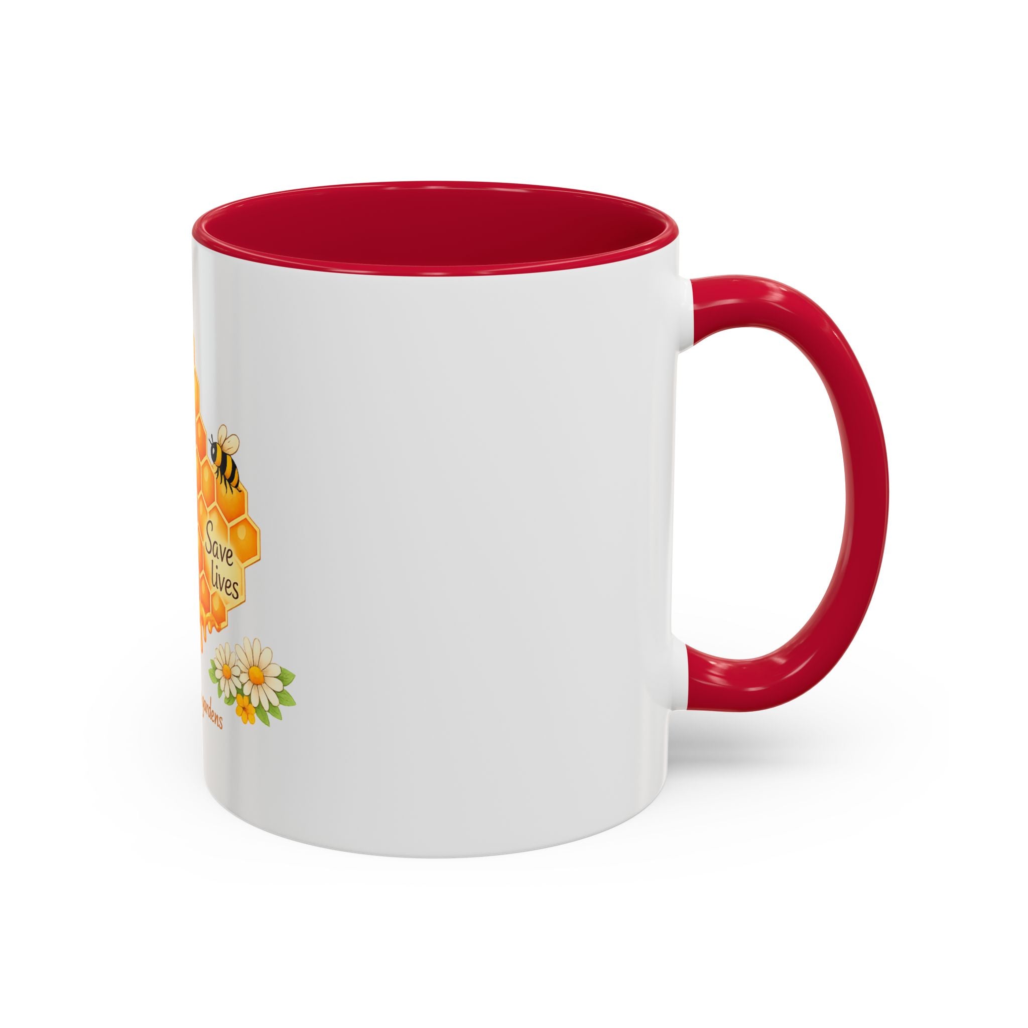 Bee-Friendly Honeycomb Mug — “Bee hives Save Lives” 11oz/15oz
