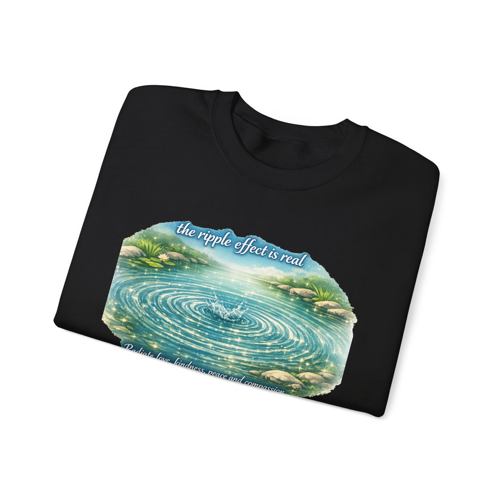 Ripple Effect Crewneck Sweatshirt — Scenic Lake Ripple Design