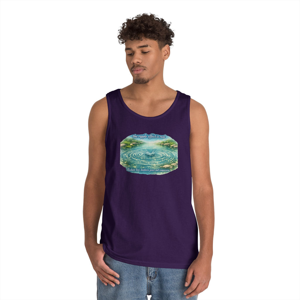 Lake Ripple Nature Tank Top — Serene Watercolor Mountain Pond Design