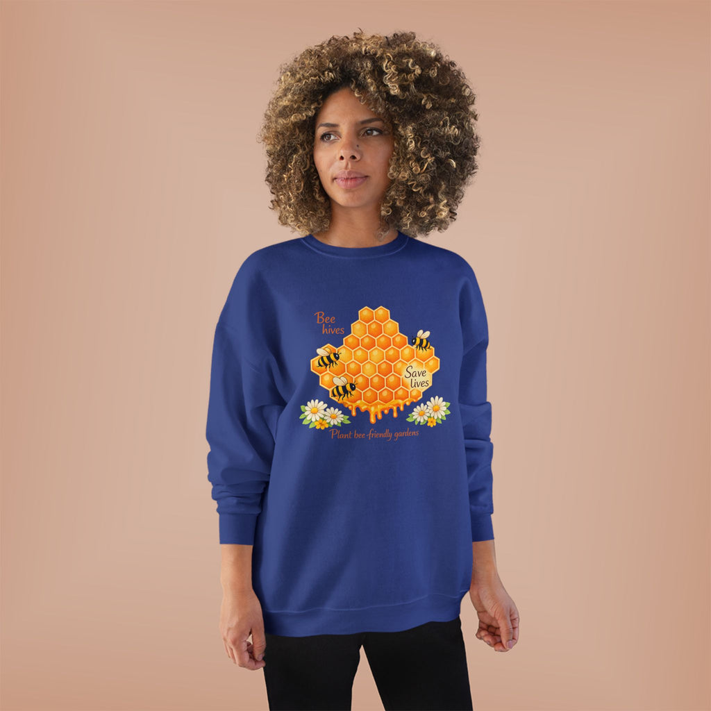 Bee Hive Sweatshirt – Save the Bees Honeycomb Floral Crewneck