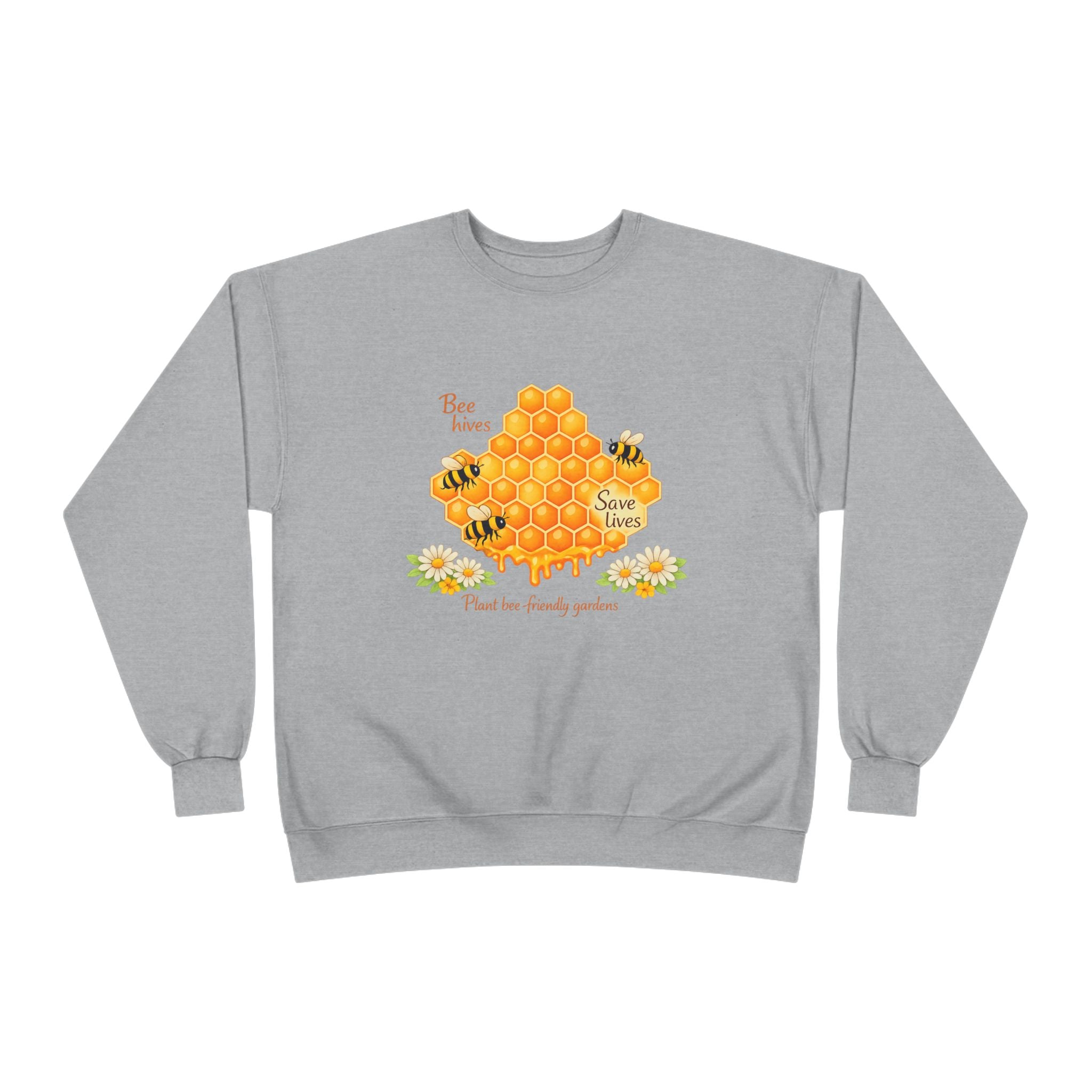 Bee Hive Sweatshirt – Save the Bees Honeycomb Floral Crewneck