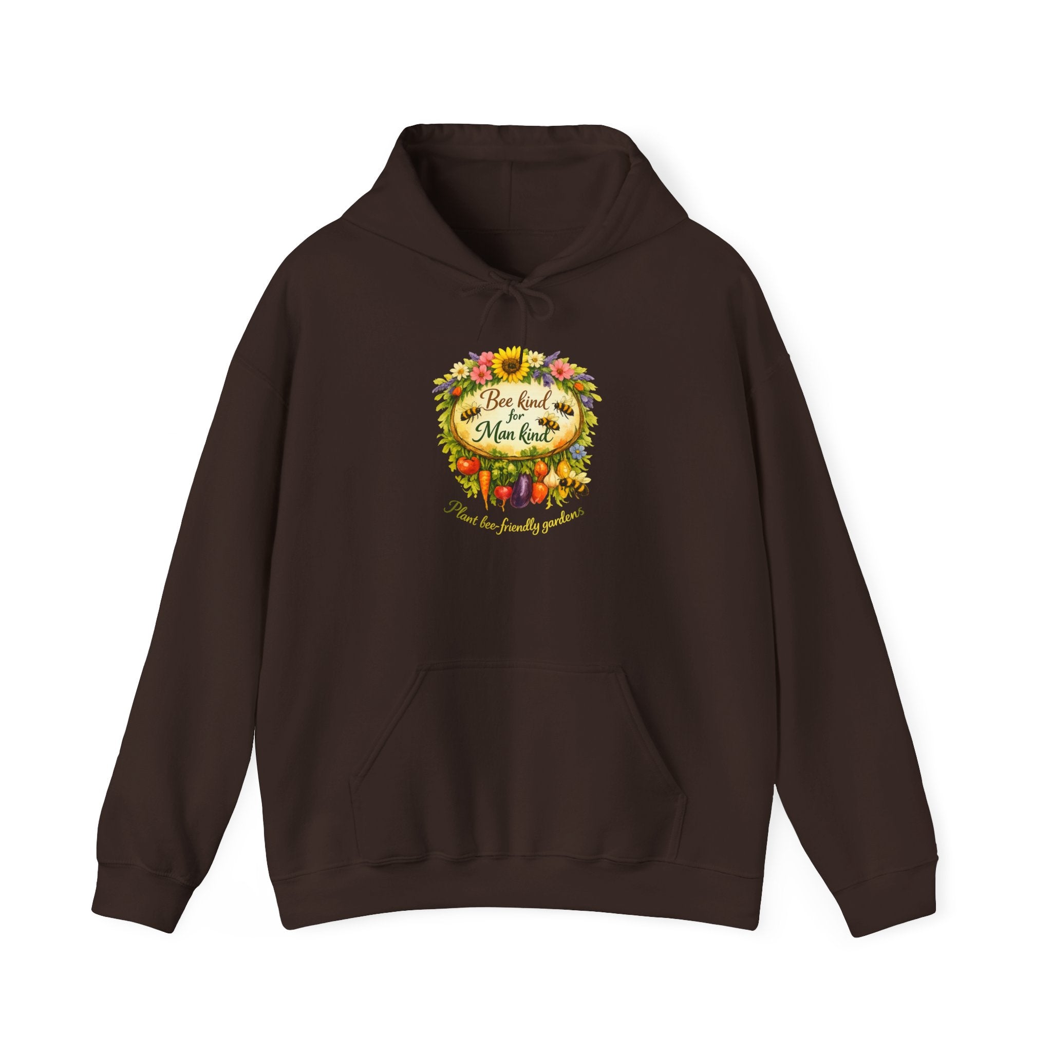 Autumn Floral "Bee Kind to Mankind" Hoodie — Cozy Fall Sweatshirt Gift