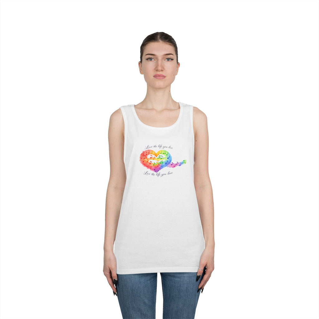 Rainbow Heart Tank Top — "Love the life you live"