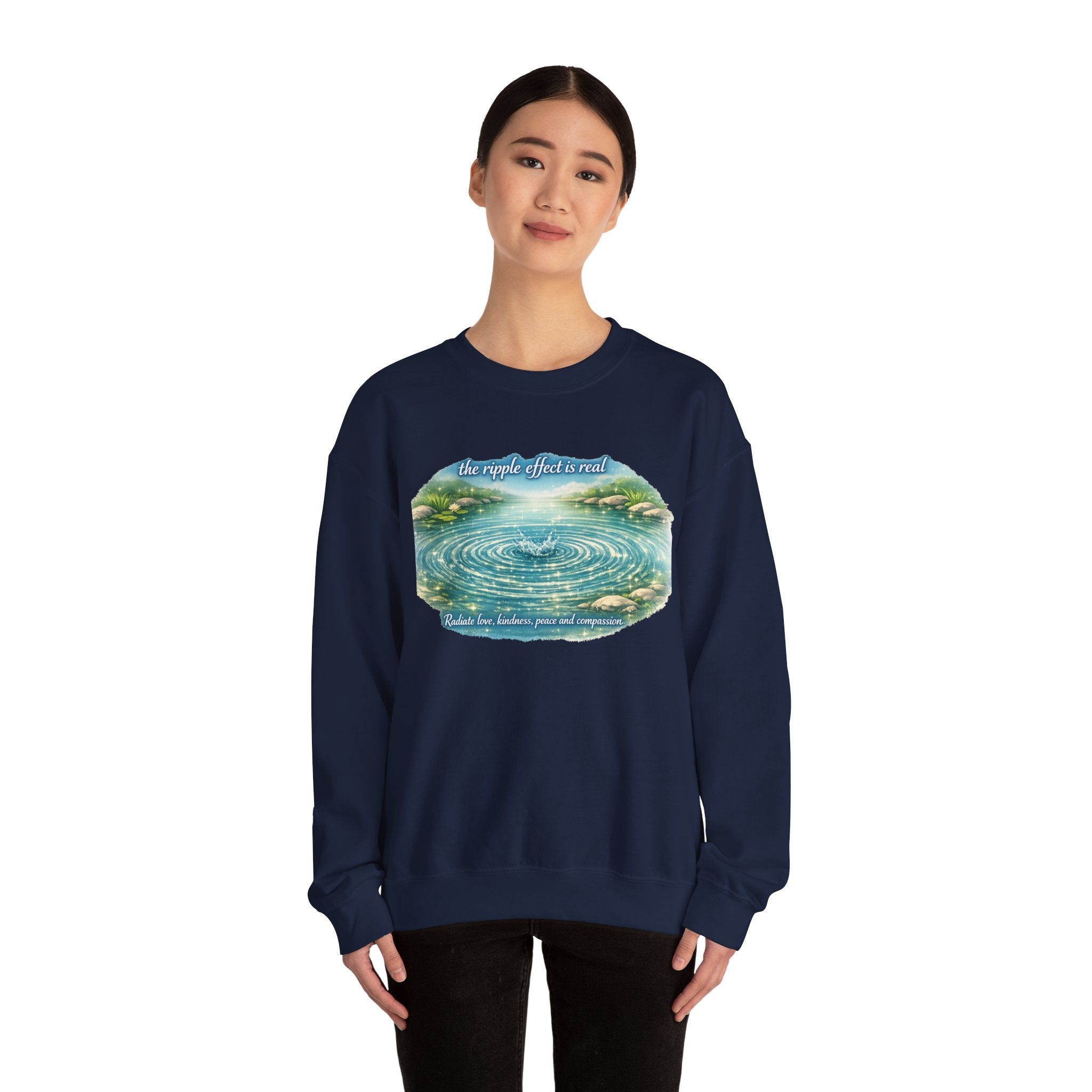 Ripple Effect Crewneck Sweatshirt — Scenic Lake Ripple Design