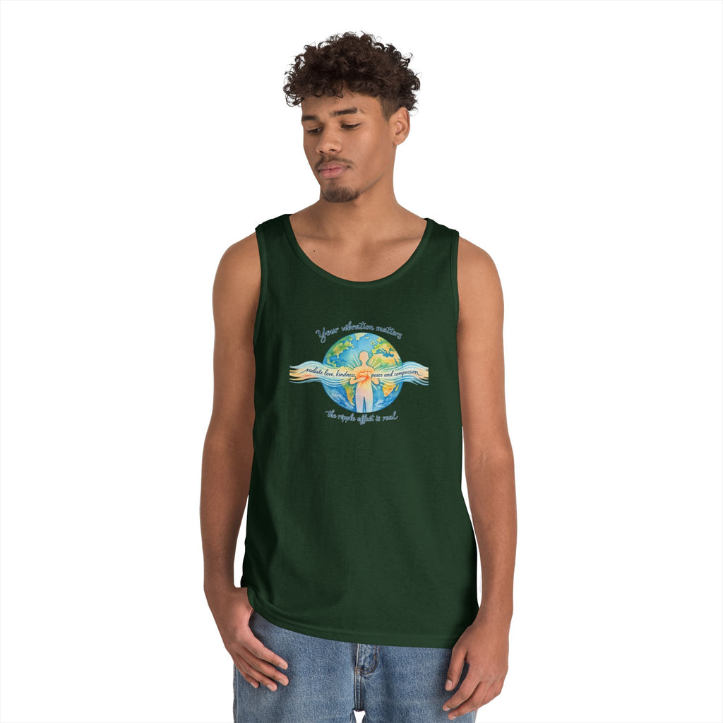 Earth Hug Tank — "Your vibration matters" Eco Positive Graphic Tank Top