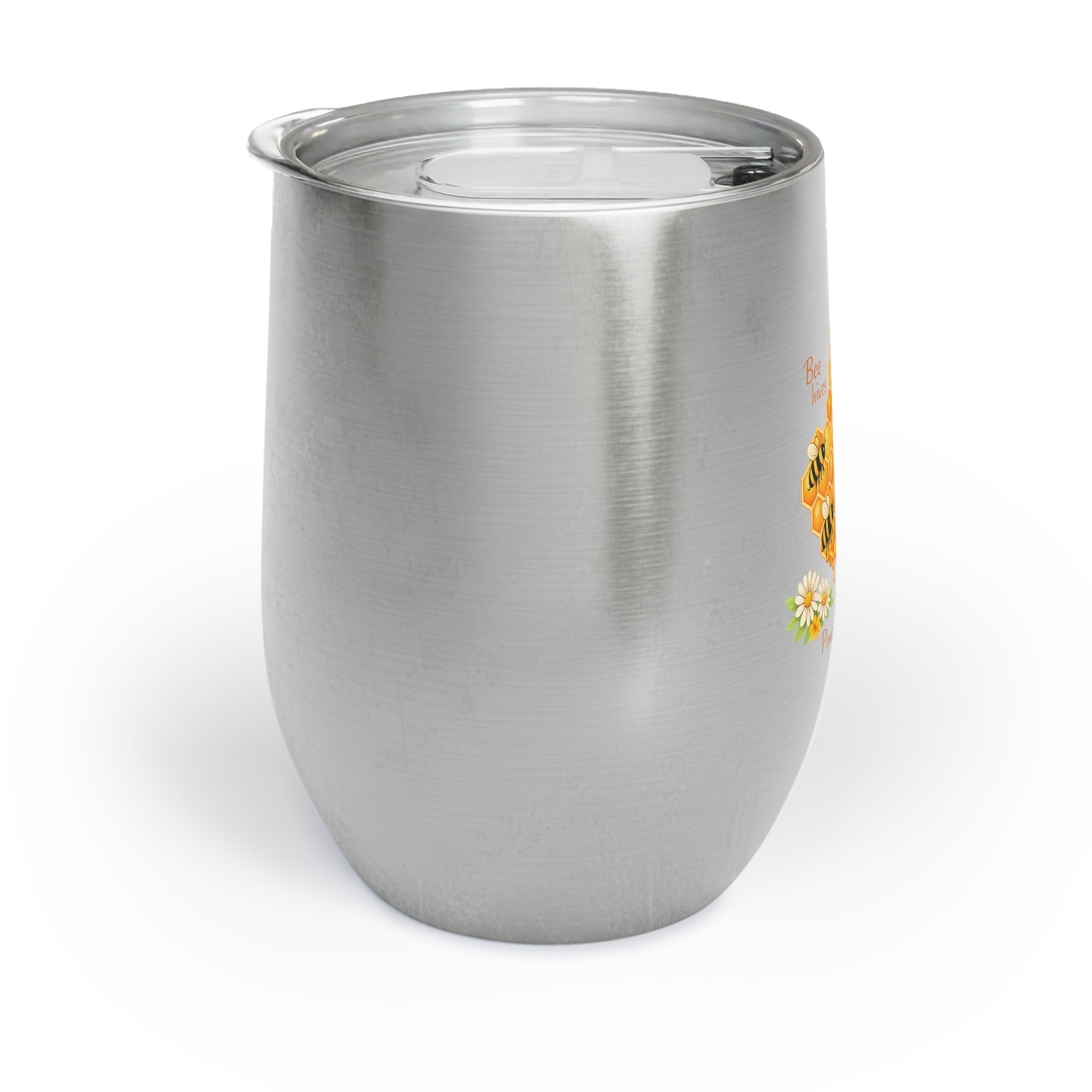 Chill Wine Tumbler — Bee Friendly Honeycomb Floral Design (International Bee Day)