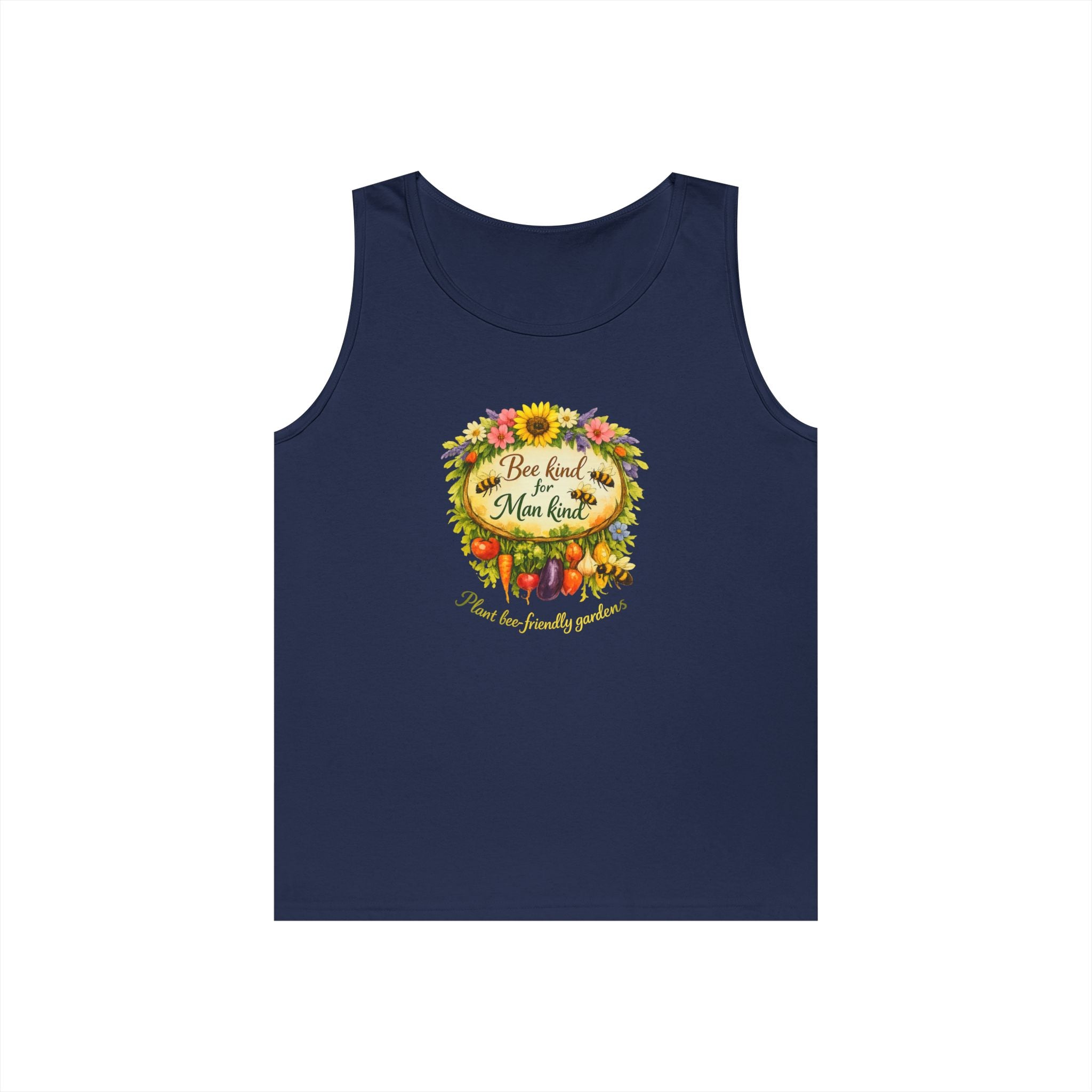 Sunflower Harvest Tank Top — "Bee Kind to mankind" Floral Summer Shirt