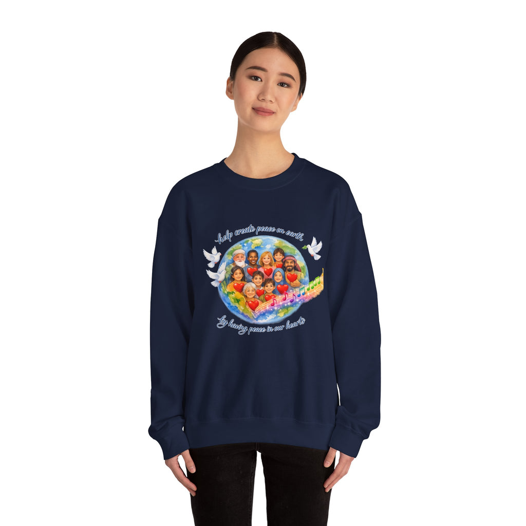 Peace on Earth Crewneck Sweatshirt — "Help Create Peace on Earth" Kids of the World Design