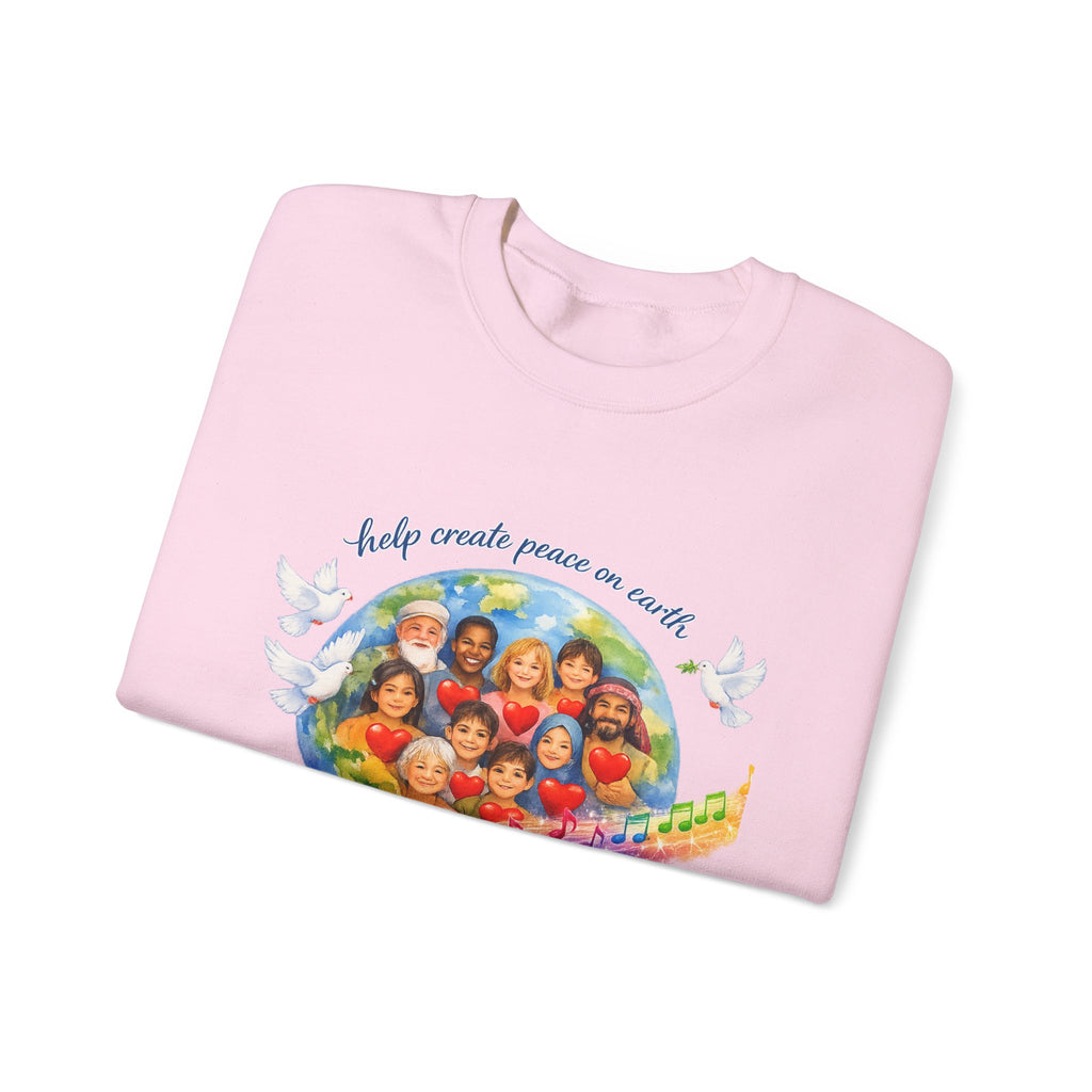Peace on Earth Crewneck Sweatshirt — "Help Create Peace on Earth" Kids of the World Design