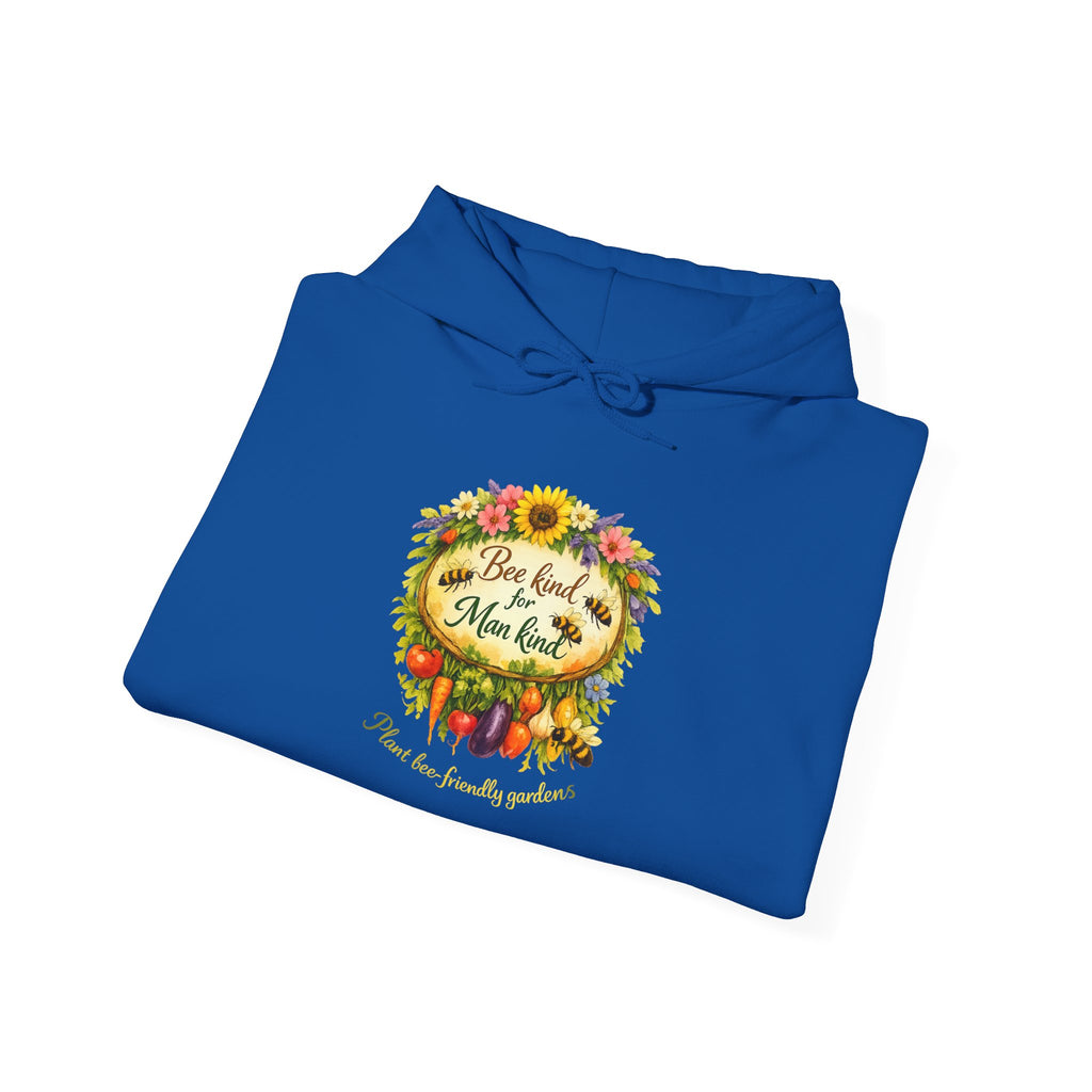 Autumn Floral "Bee Kind to Mankind" Hoodie — Cozy Fall Sweatshirt Gift
