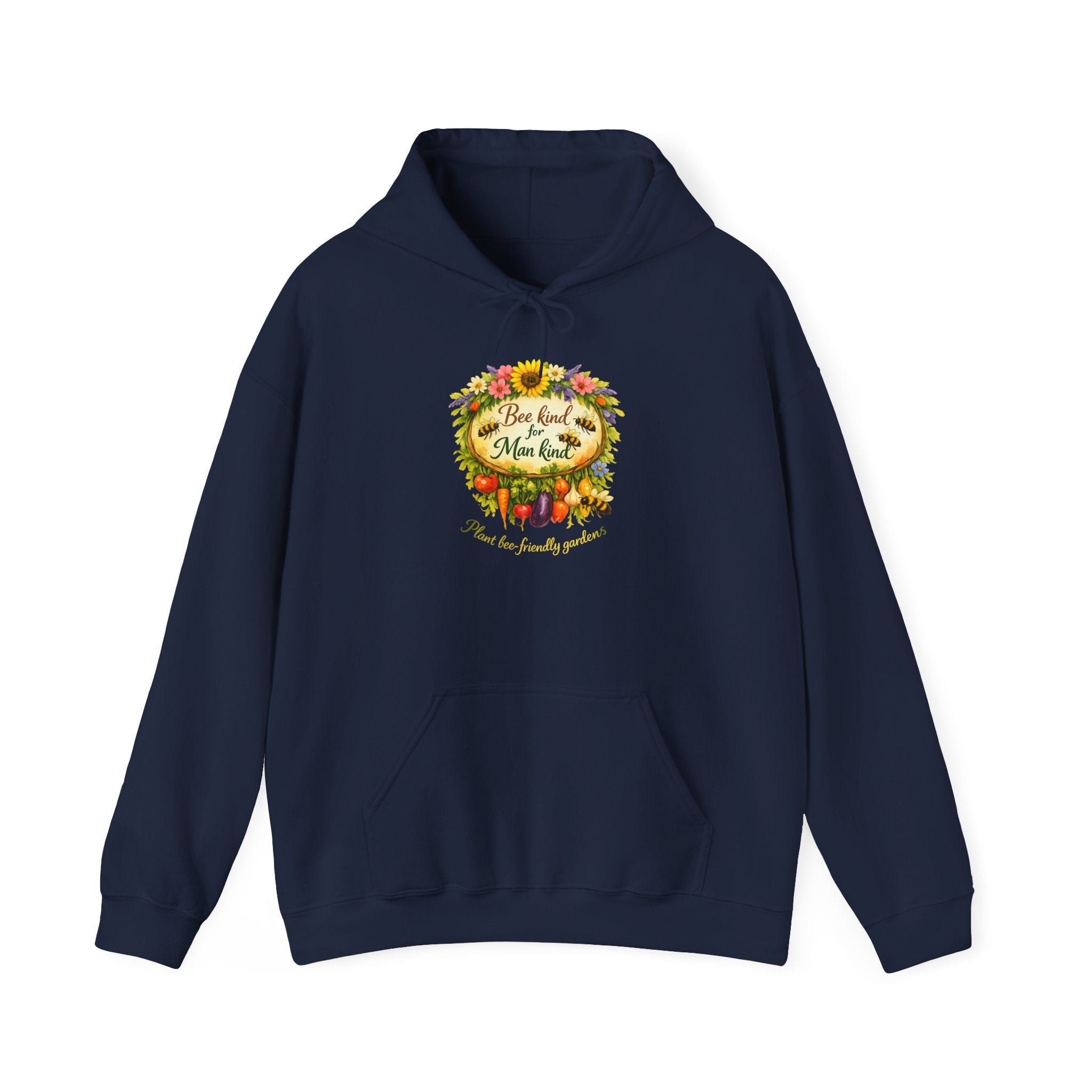 Autumn Floral "Bee Kind to Mankind" Hoodie — Cozy Fall Sweatshirt Gift