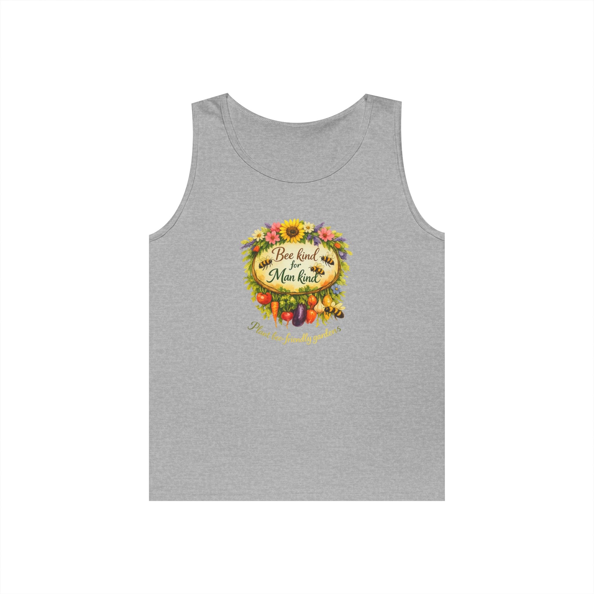 Sunflower Harvest Tank Top — "Bee Kind to mankind" Floral Summer Shirt