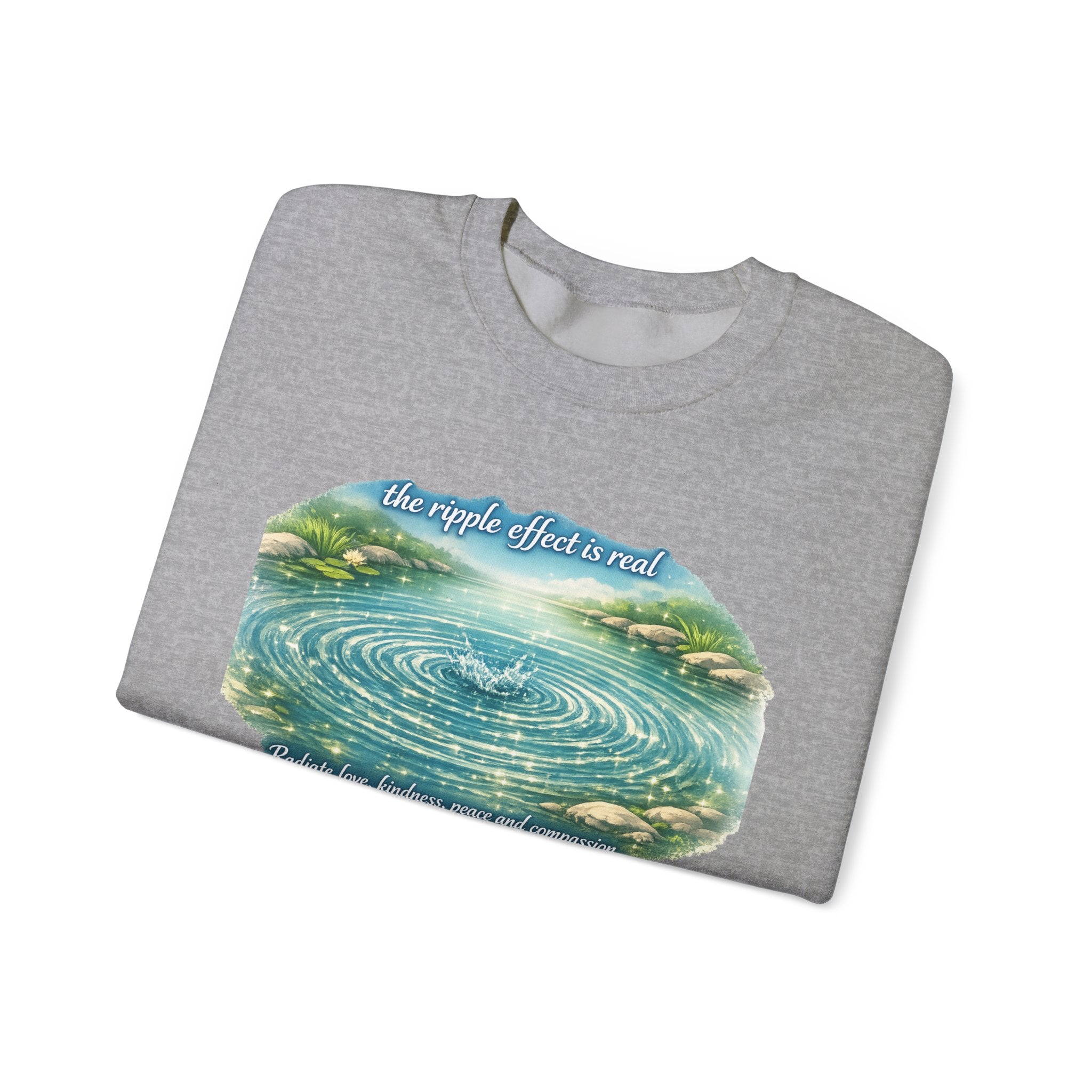 Ripple Effect Crewneck Sweatshirt — Scenic Lake Ripple Design