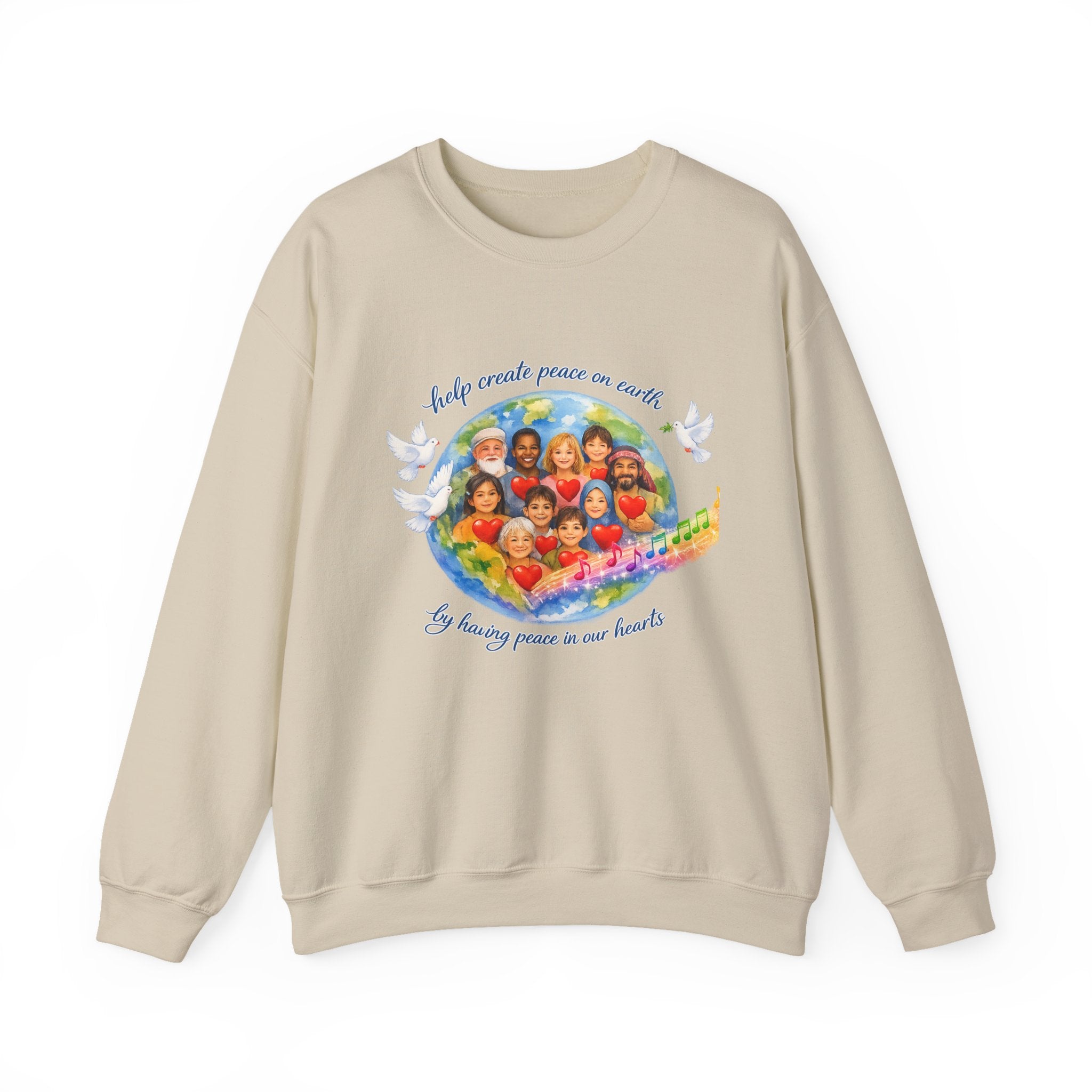 Peace on Earth Crewneck Sweatshirt — "Help Create Peace on Earth" Kids of the World Design