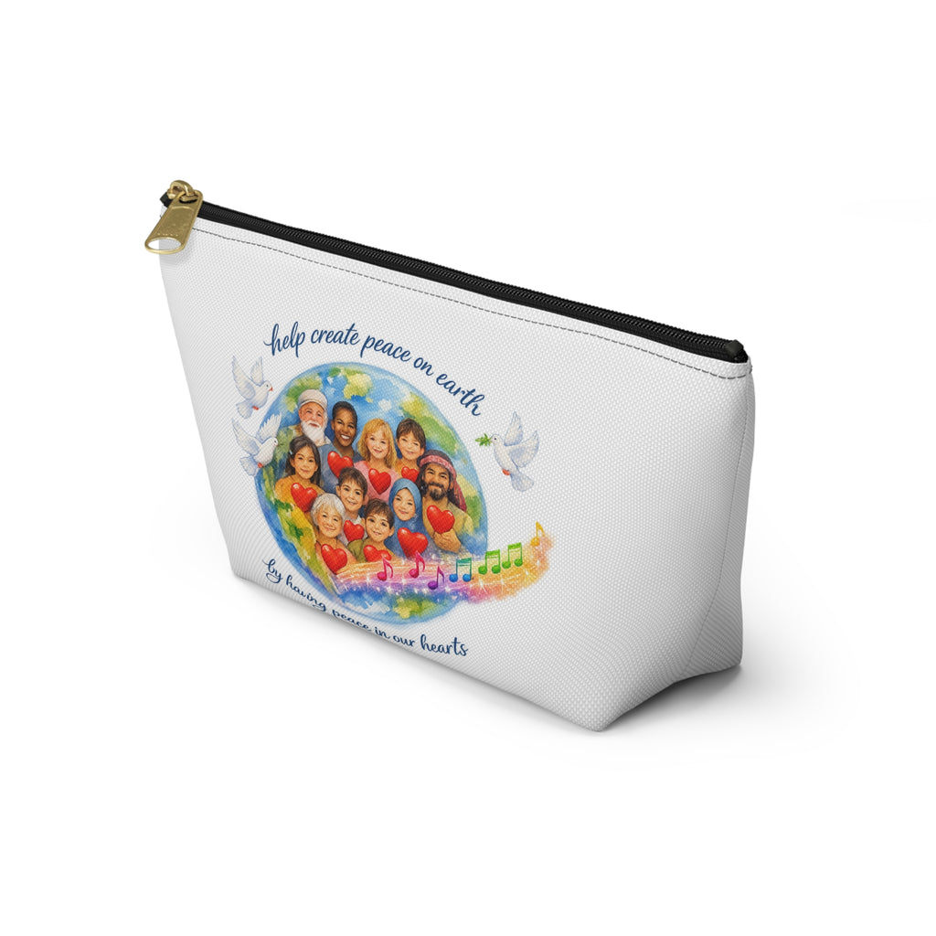 Peace on Earth Accessory Pouch — Inspirational Heart & World Design