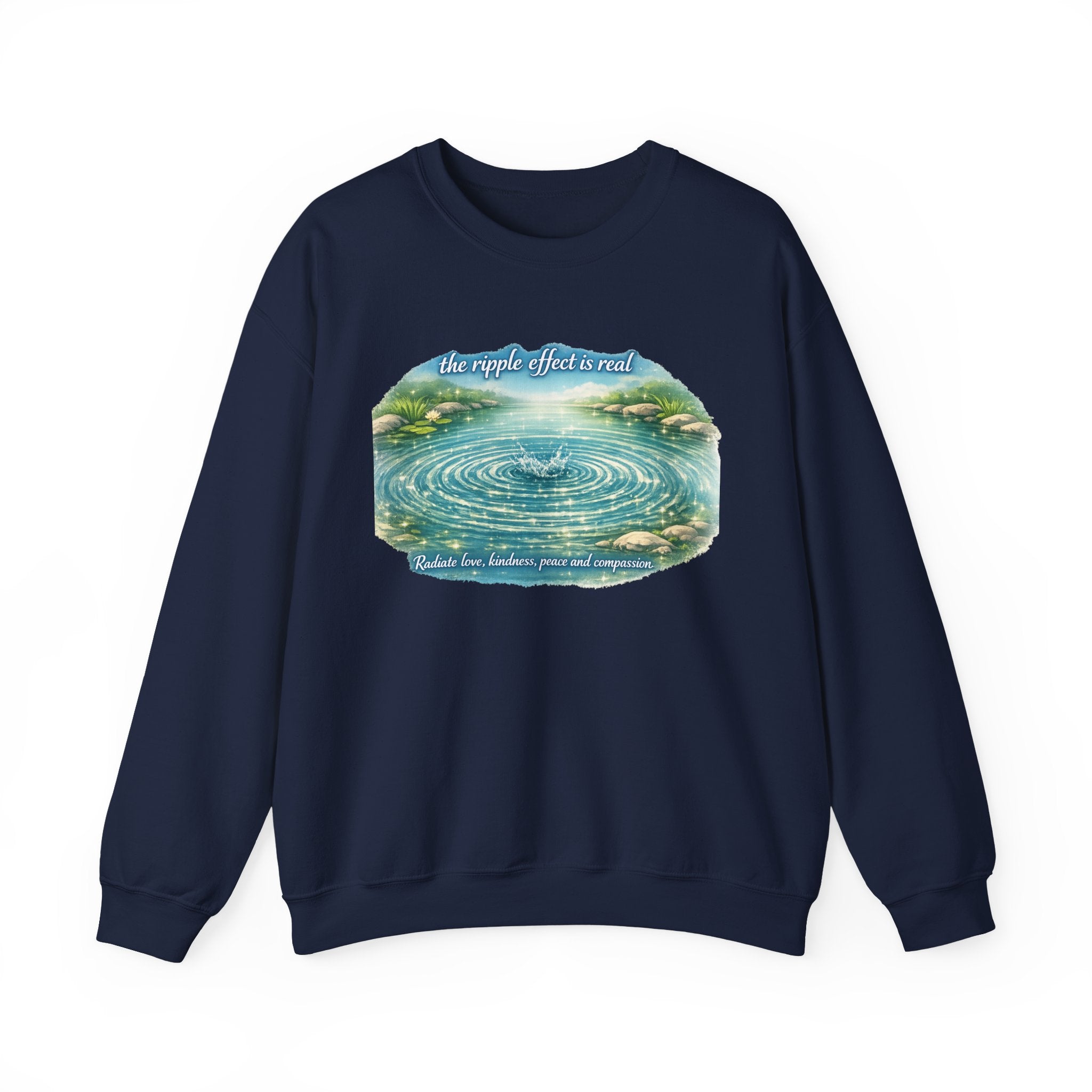 Ripple Effect Crewneck Sweatshirt — Scenic Lake Ripple Design