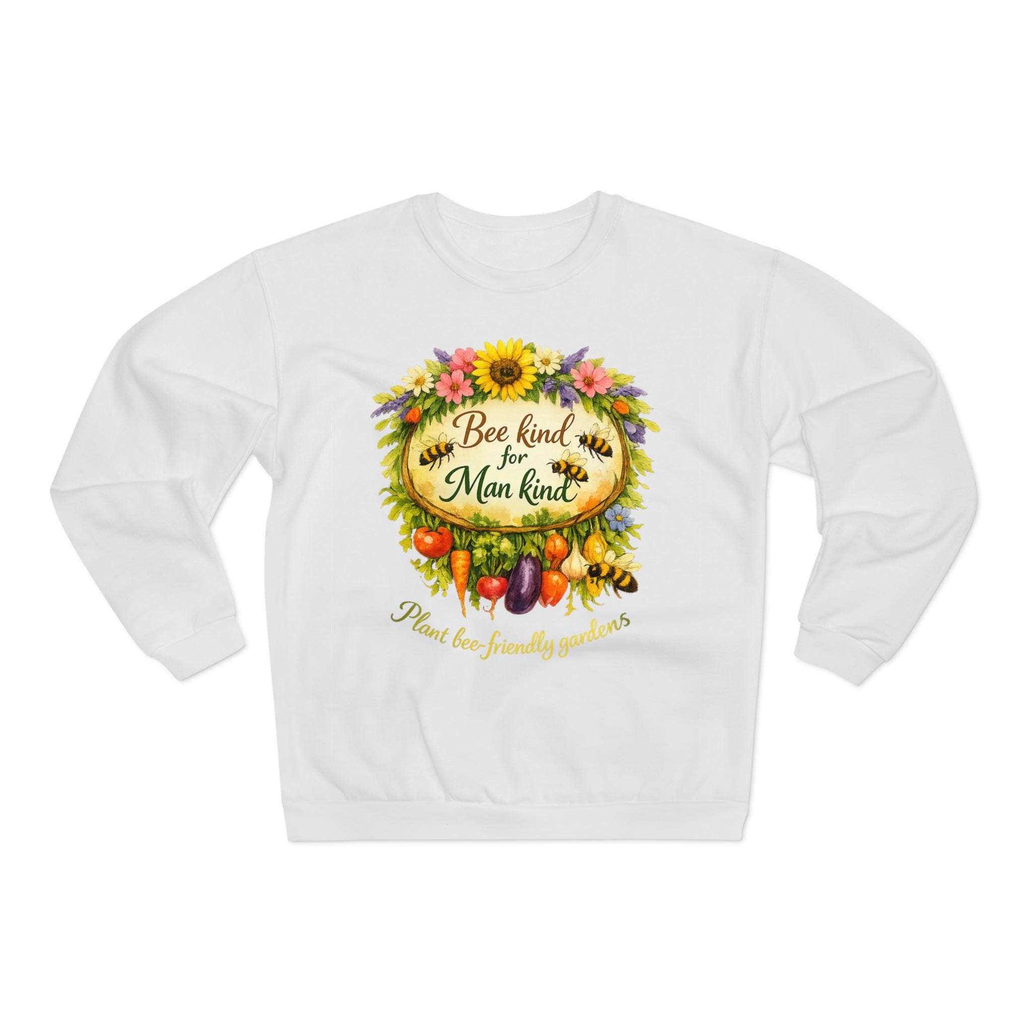 Bee Kind for Mankind Sweatshirt — Floral Sunflower & Bee Graphic Crewneck