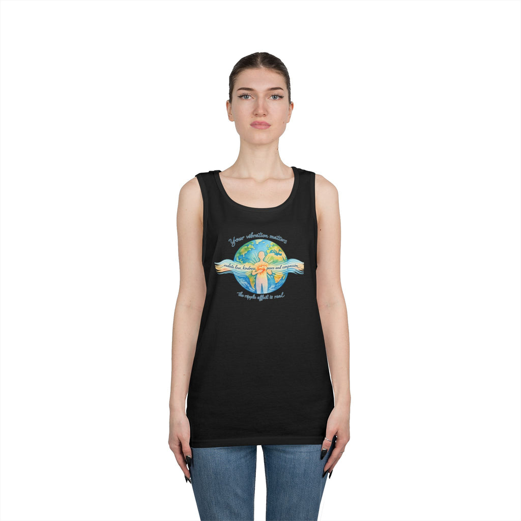 Earth Hug Tank — "Your vibration matters" Eco Positive Graphic Tank Top