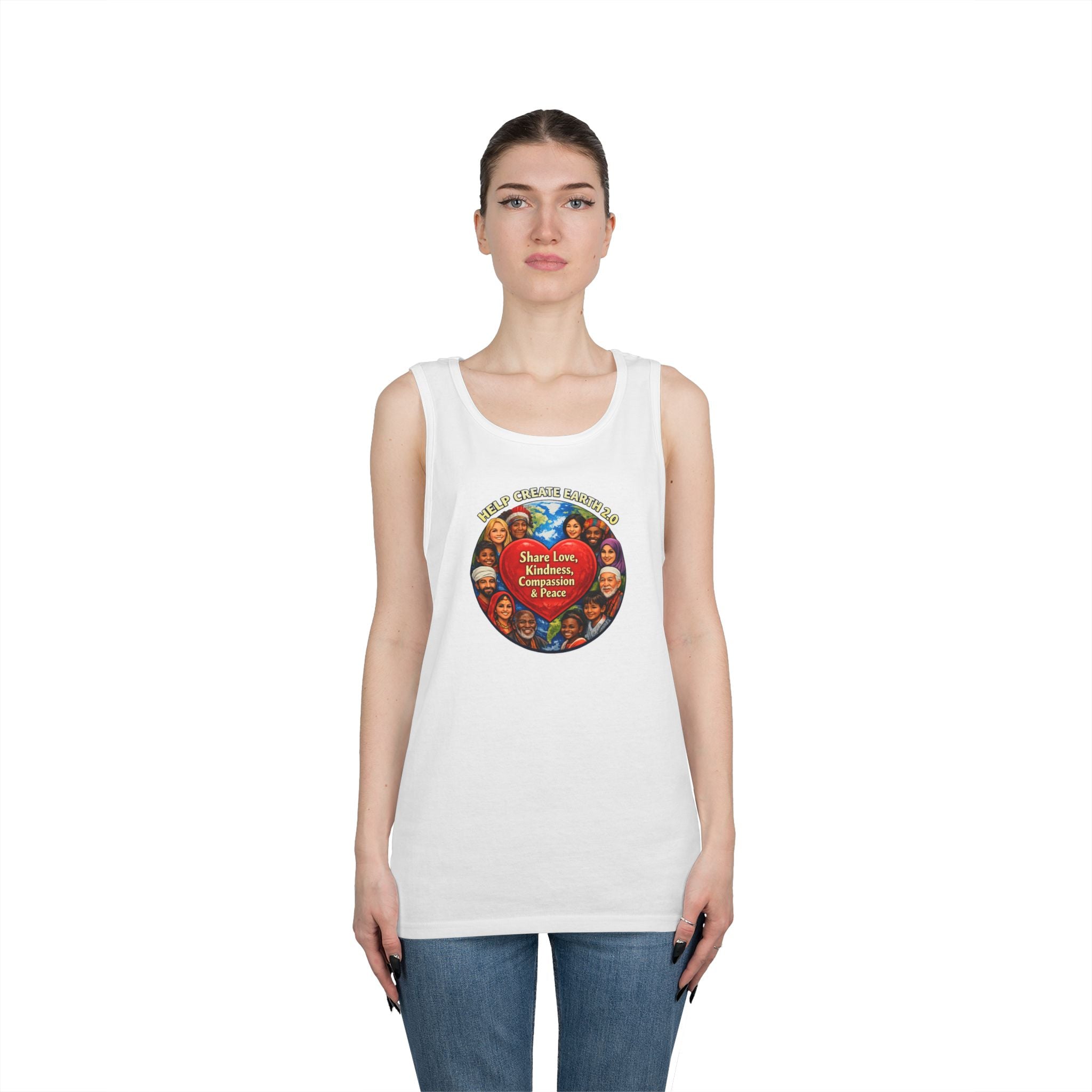 Peace & Kindness Tank Top — "Share Love, Kindness, Compassion & Peace" Graphic