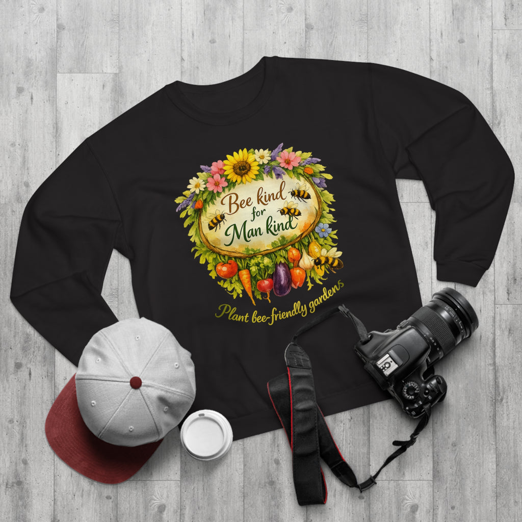 Bee Kind for Mankind Sweatshirt — Floral Sunflower & Bee Graphic Crewneck