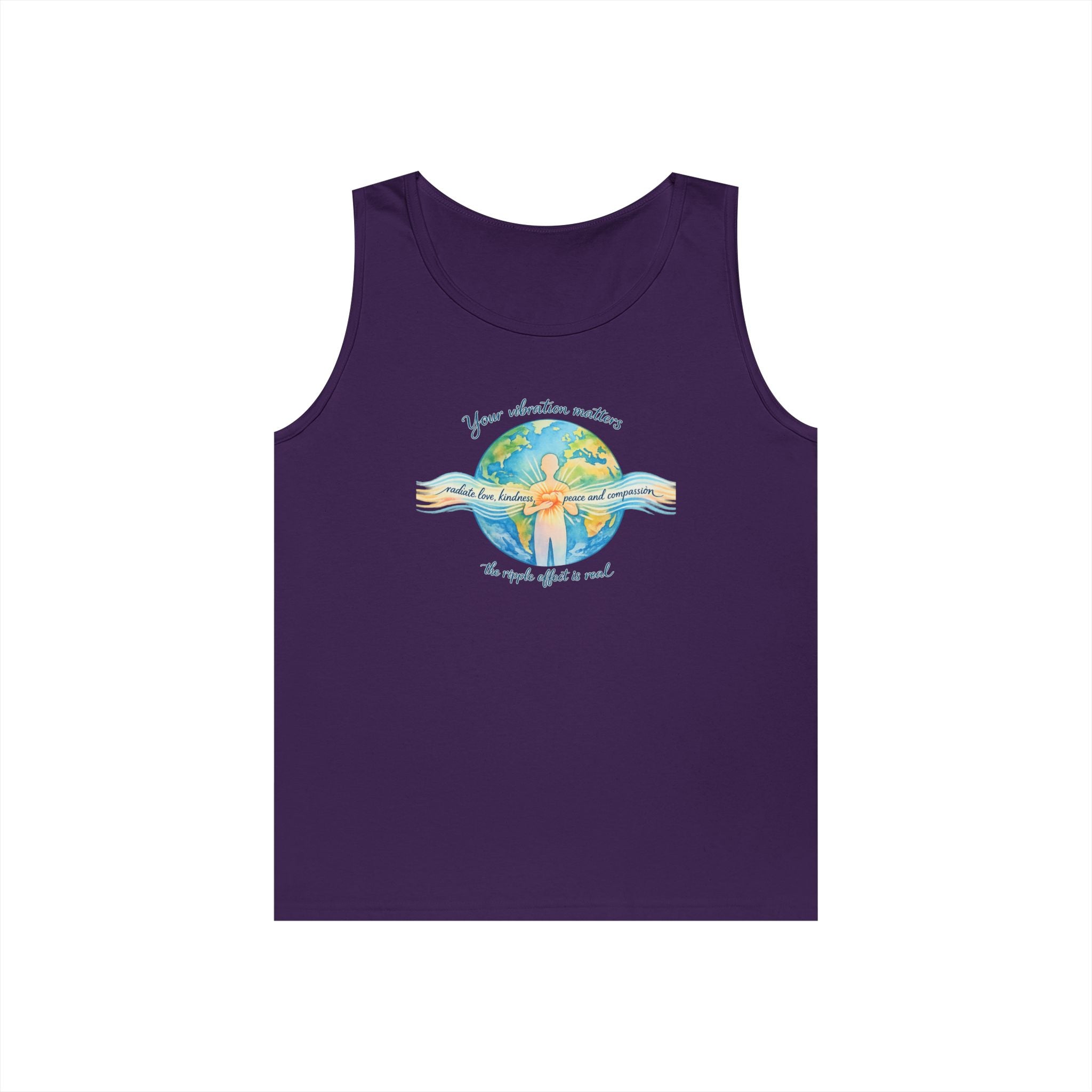 Earth Hug Tank — "Your vibration matters" Eco Positive Graphic Tank Top