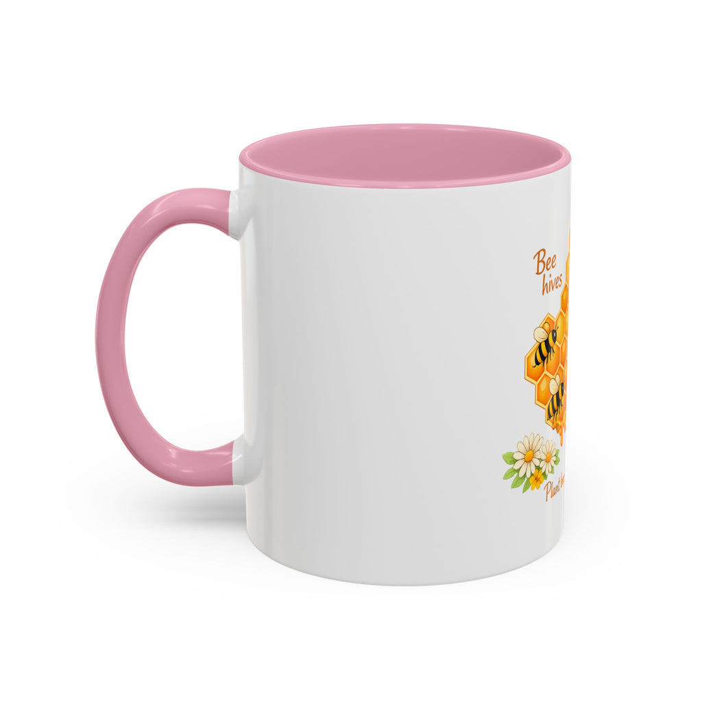 Bee-Friendly Honeycomb Mug — “Bee hives Save Lives” 11oz/15oz