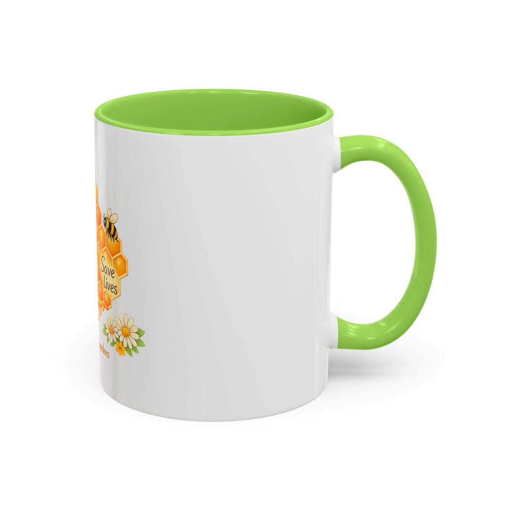 Bee-Friendly Honeycomb Mug — “Bee hives Save Lives” 11oz/15oz