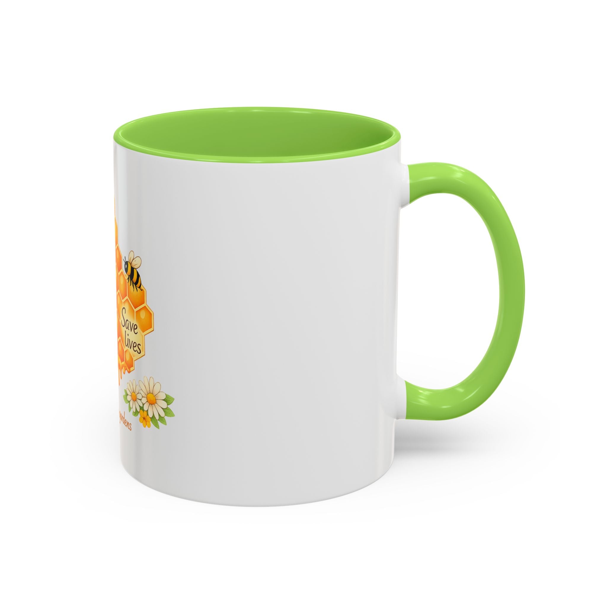 Bee-Friendly Honeycomb Mug — “Bee hives Save Lives” 11oz/15oz
