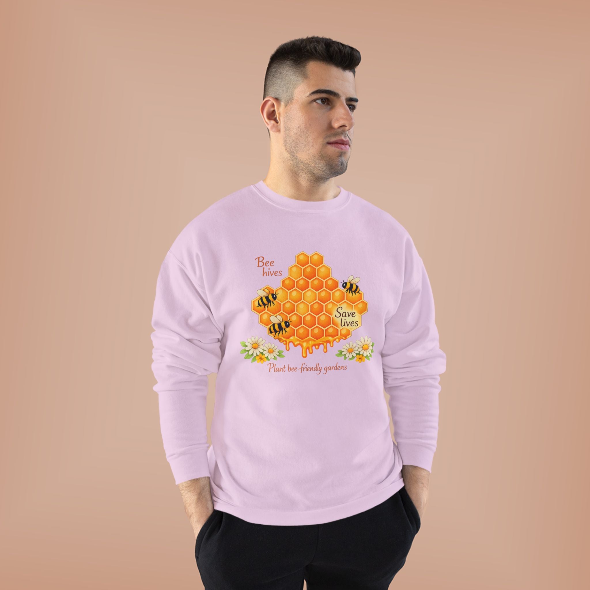 Bee Hive Sweatshirt – Save the Bees Honeycomb Floral Crewneck