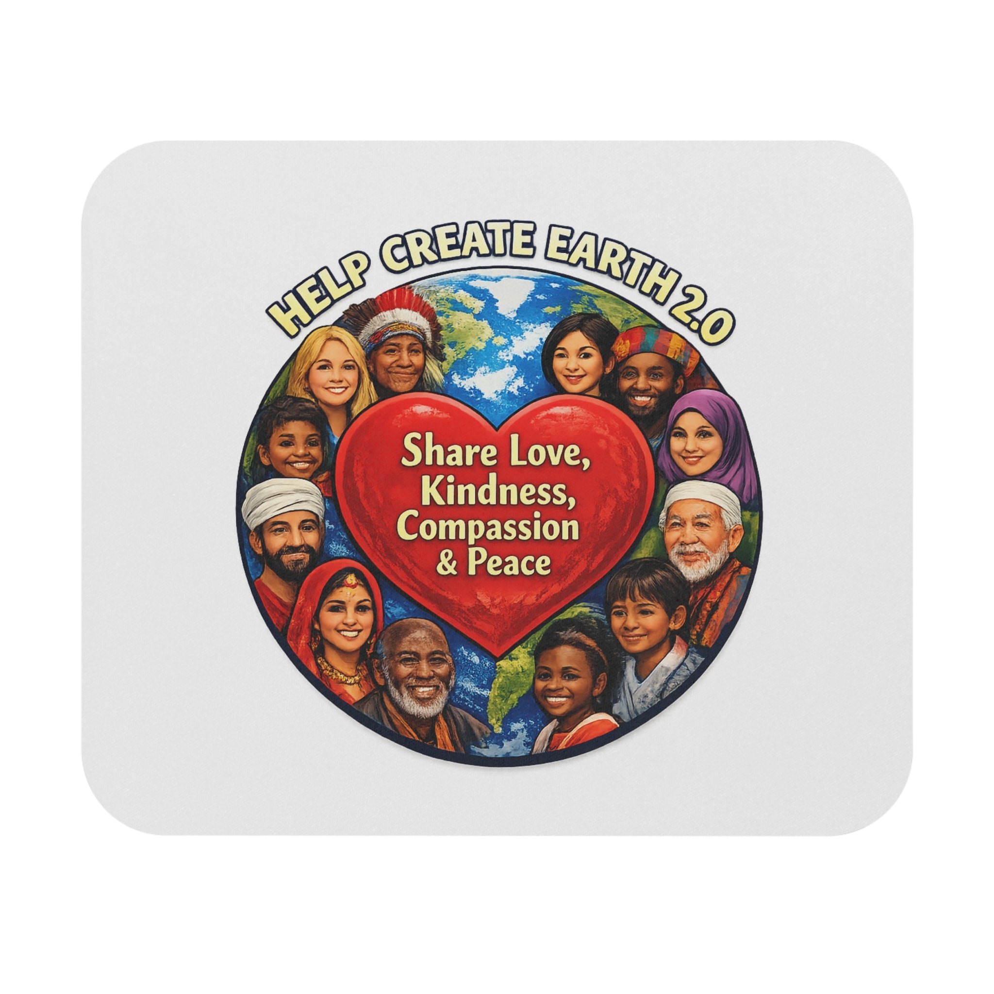Mouse Pad — "Help Create Earth 2.0: Share Love, Kindness, Compassion & Peace"