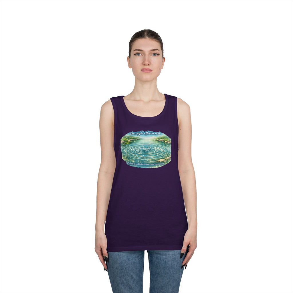 Lake Ripple Nature Tank Top — Serene Watercolor Mountain Pond Design