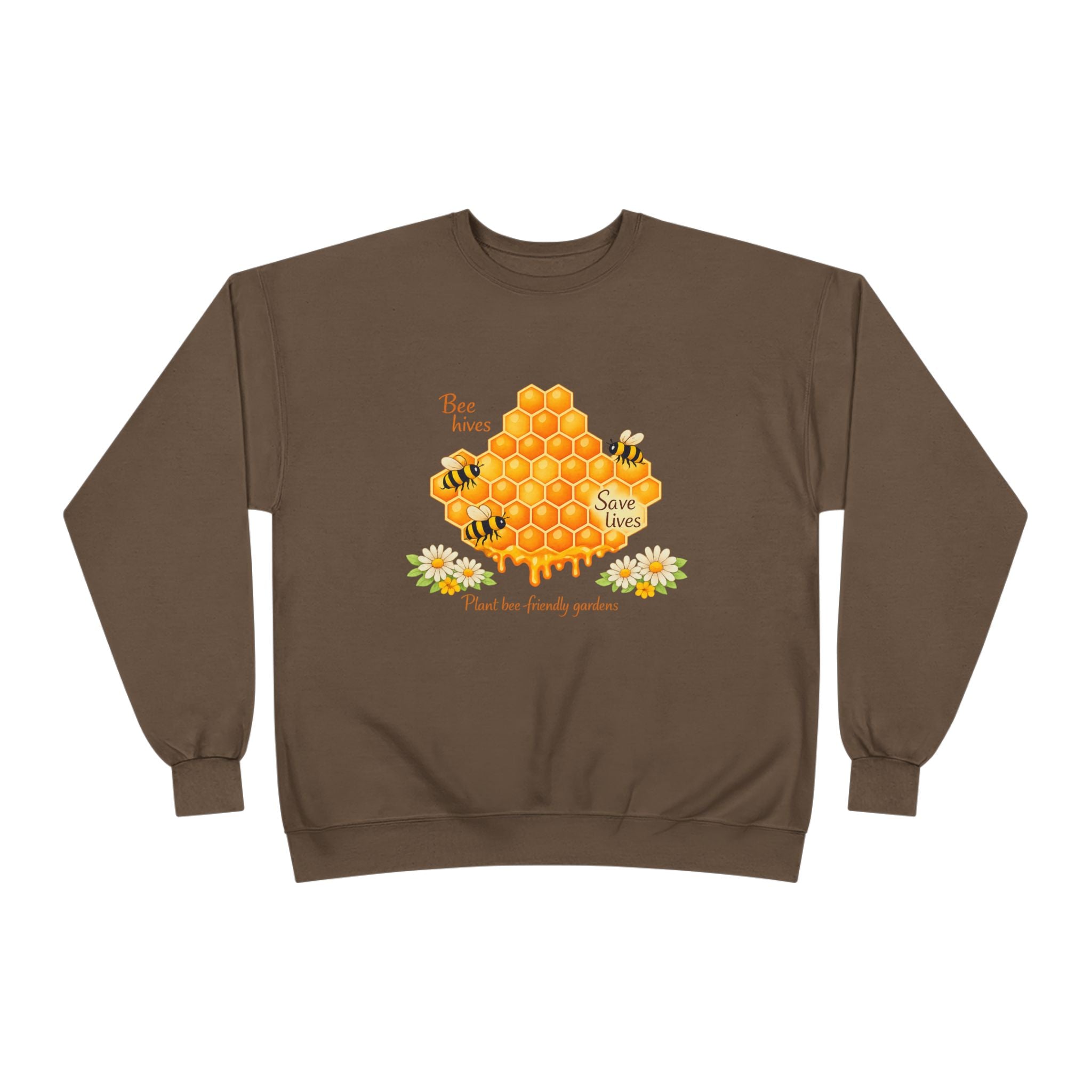 Bee Hive Sweatshirt – Save the Bees Honeycomb Floral Crewneck