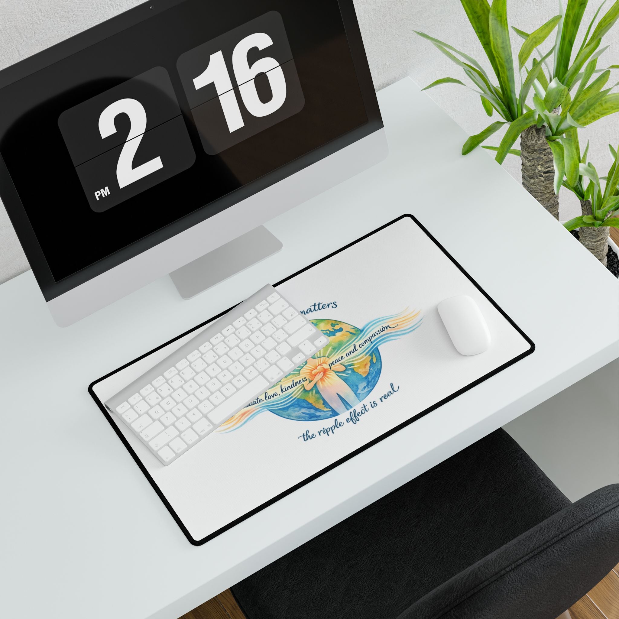 Inspirational World Harmony Desk Mat — "Your Vibration Matters" Large Mouse Pad