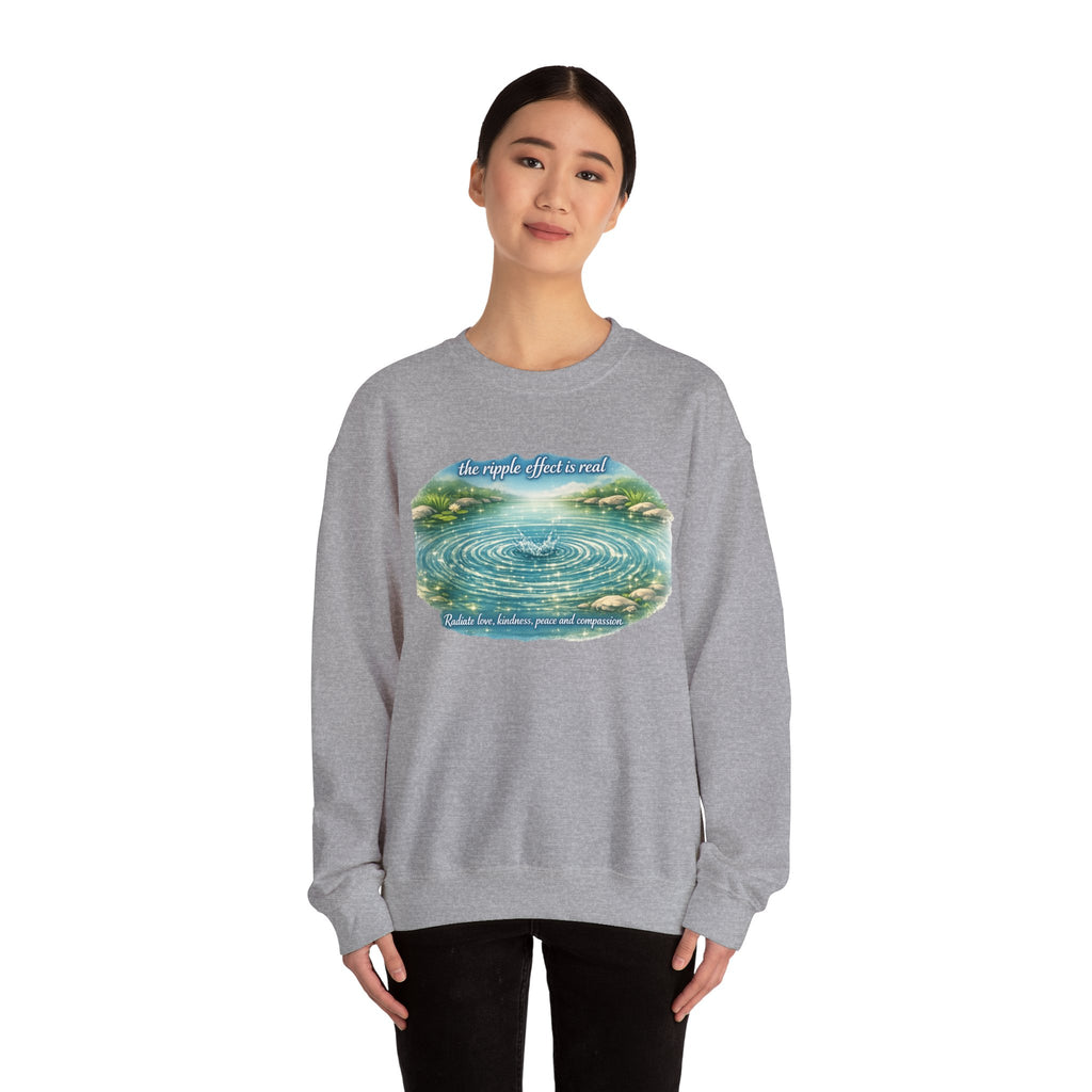 Ripple Effect Crewneck Sweatshirt — Scenic Lake Ripple Design