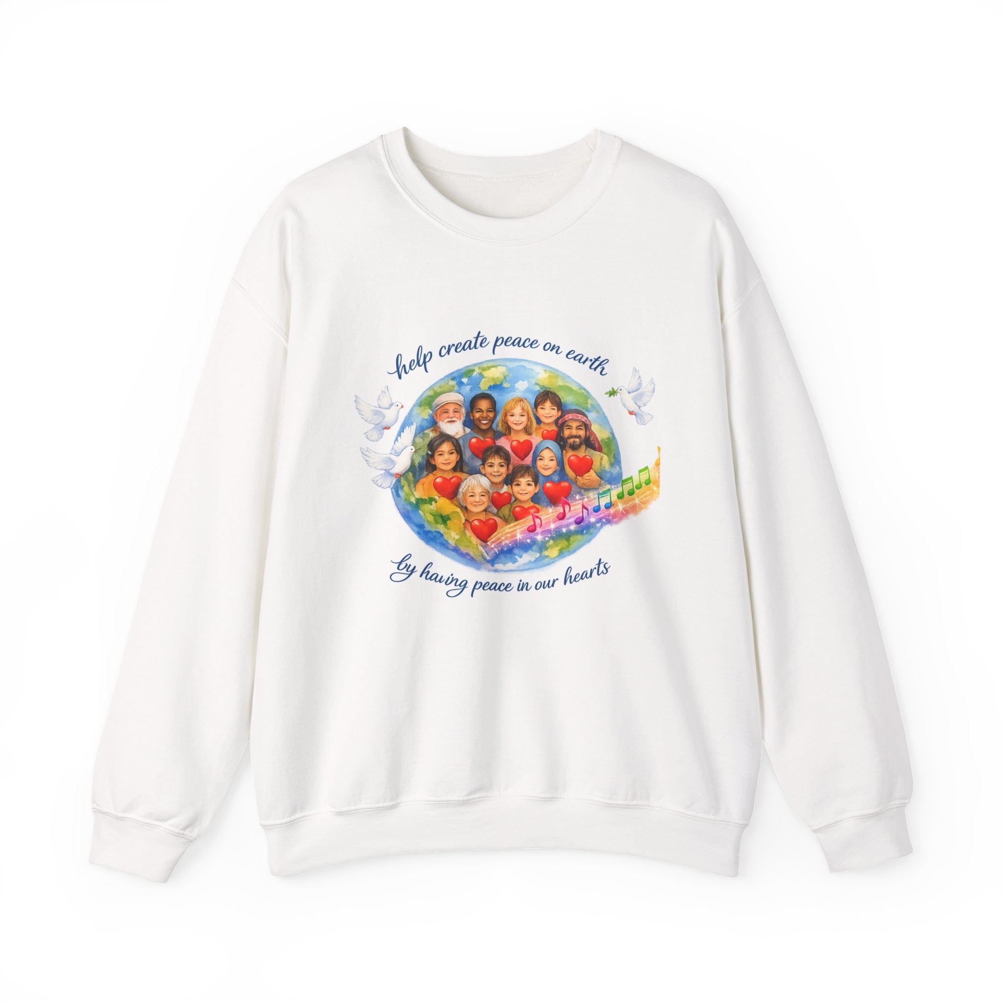 Peace on Earth Crewneck Sweatshirt — "Help Create Peace on Earth" Kids of the World Design