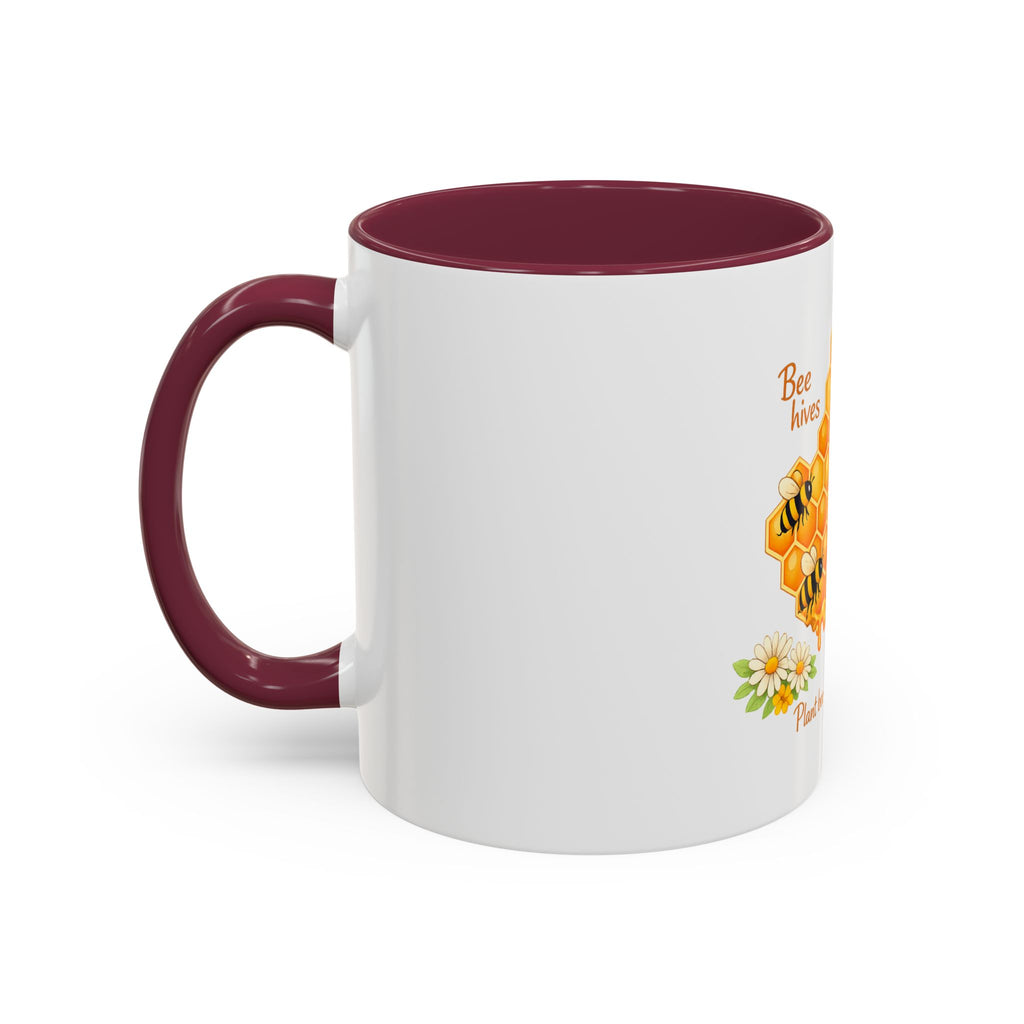 Bee-Friendly Honeycomb Mug — “Bee hives Save Lives” 11oz/15oz