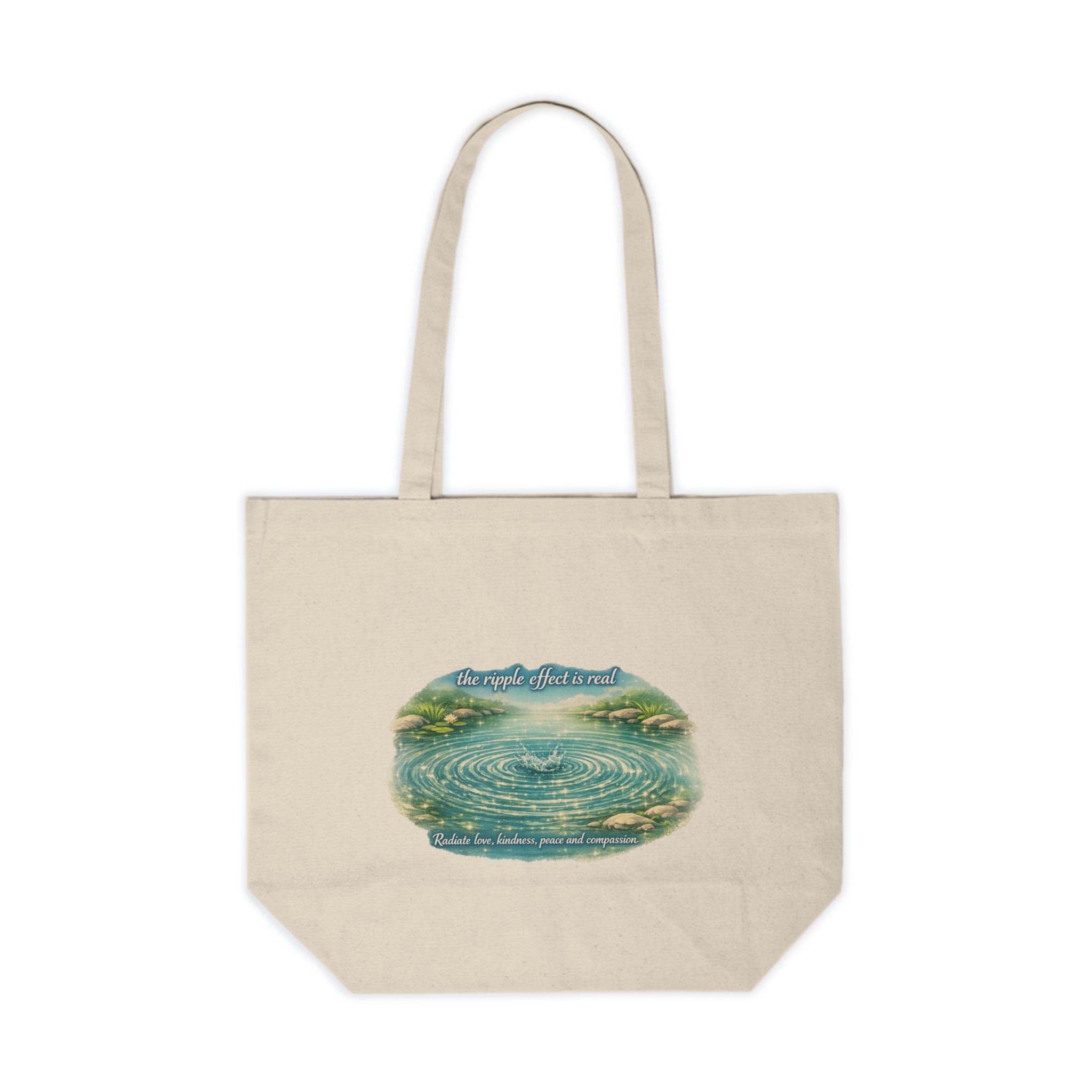 Eco Canvas Tote Bag — "The Ripple Effect" Serene Lake Illustration