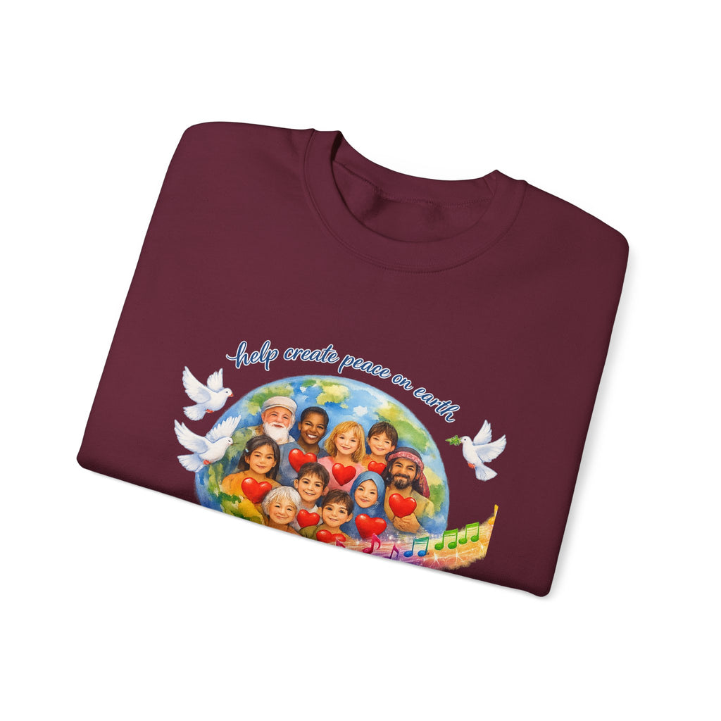 Peace on Earth Crewneck Sweatshirt — "Help Create Peace on Earth" Kids of the World Design