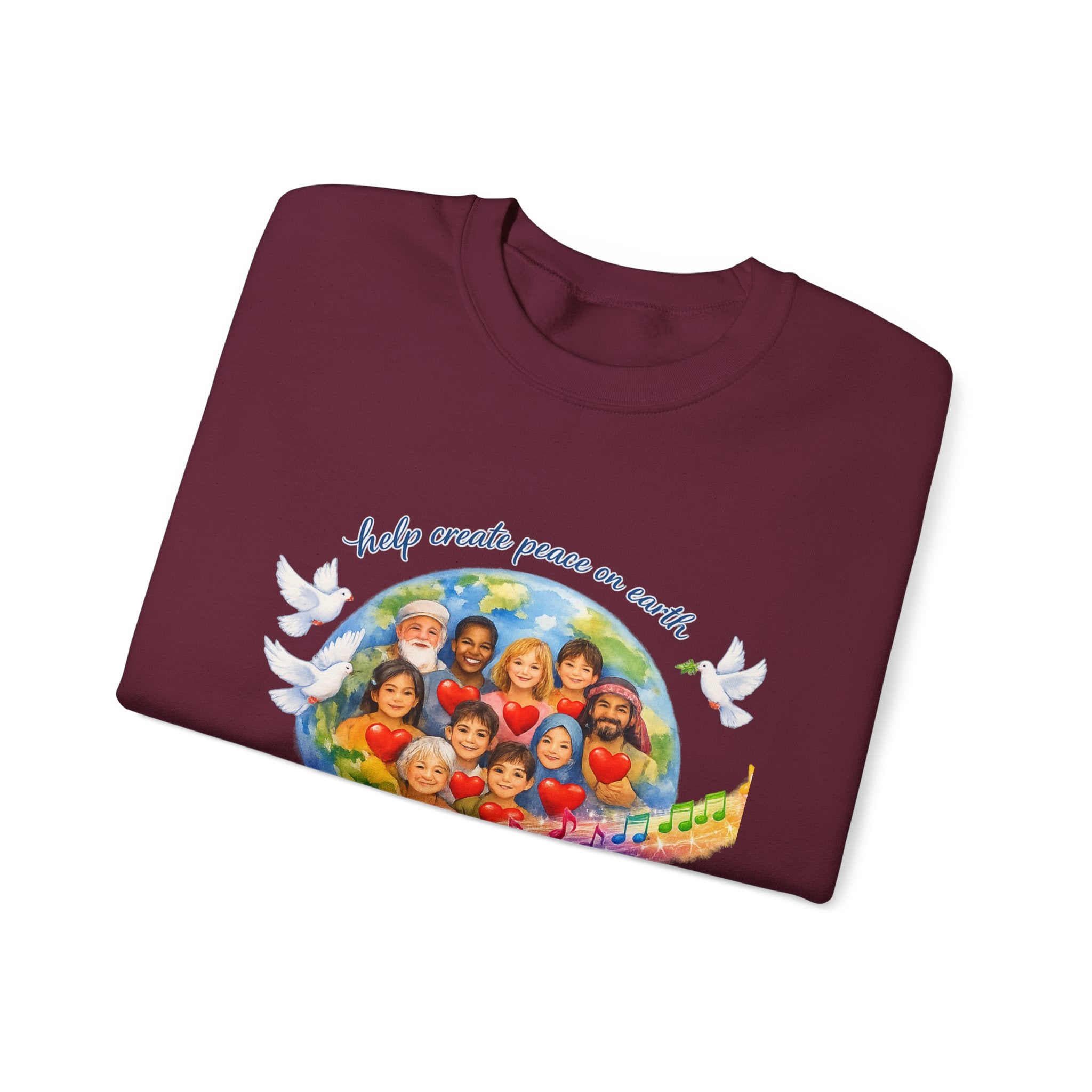 Peace on Earth Crewneck Sweatshirt — "Help Create Peace on Earth" Kids of the World Design