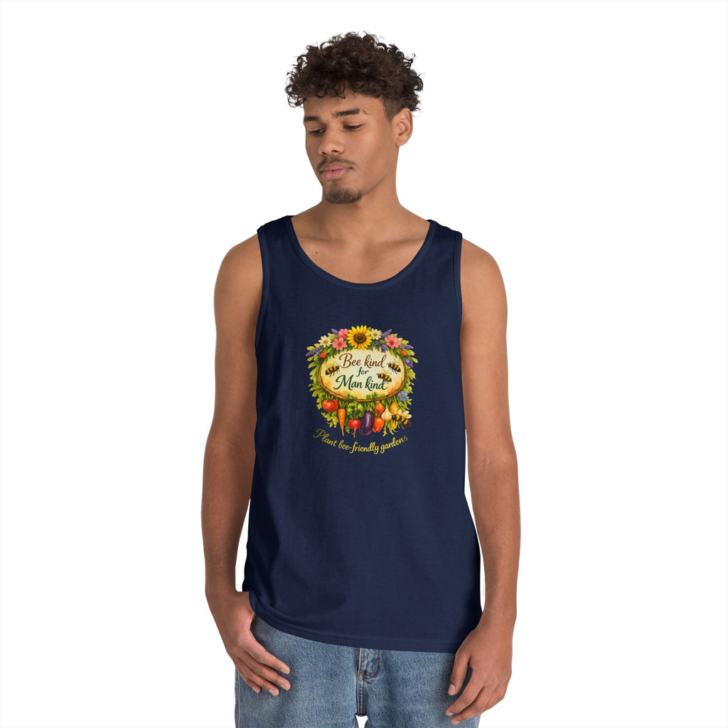 Sunflower Harvest Tank Top — "Bee Kind to mankind" Floral Summer Shirt