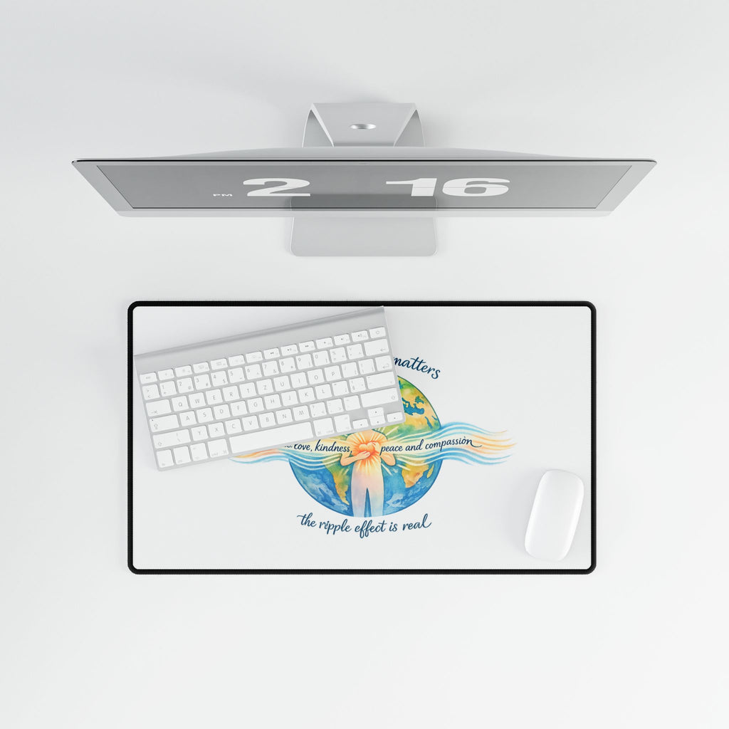 Inspirational World Harmony Desk Mat — "Your Vibration Matters" Large Mouse Pad