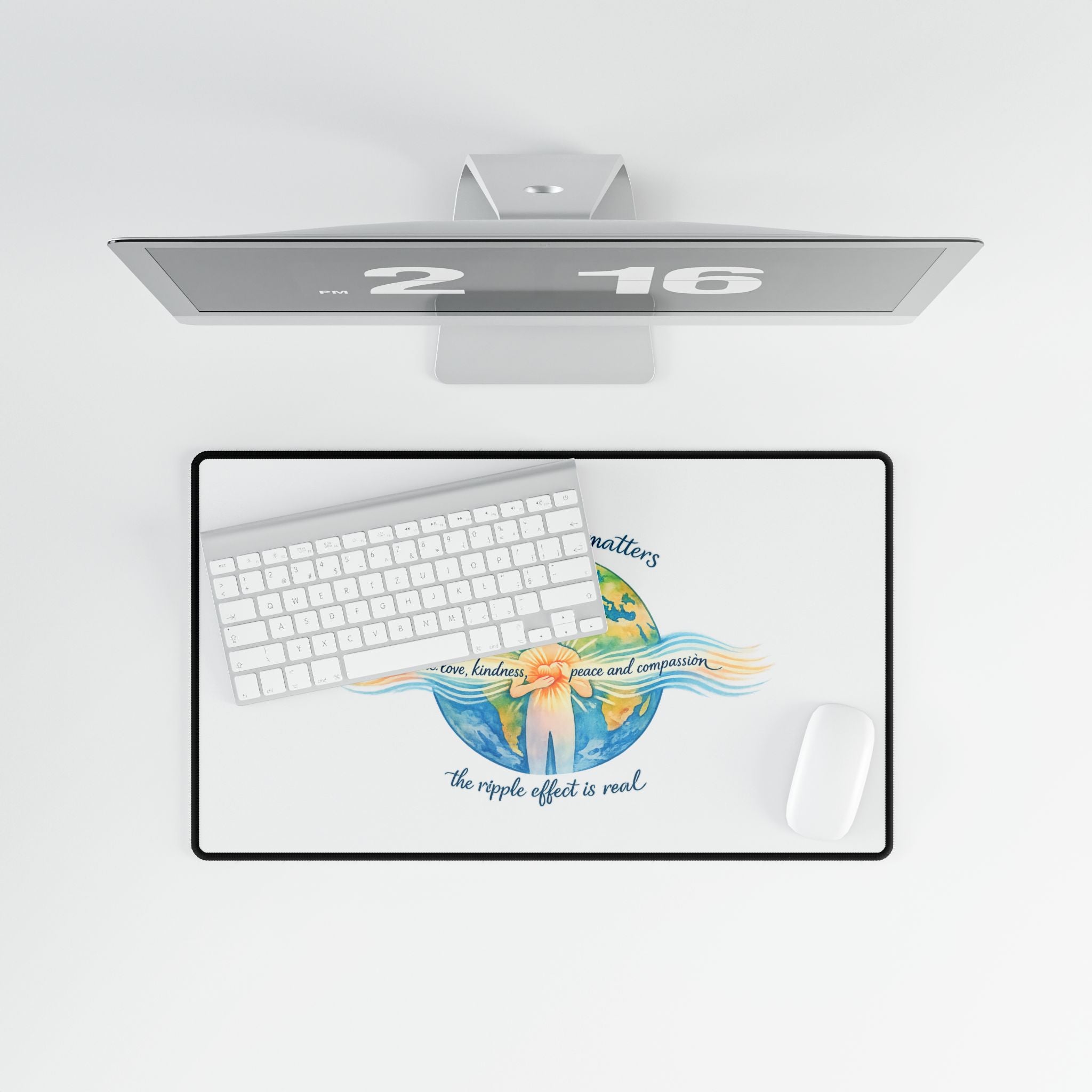 Inspirational World Harmony Desk Mat — "Your Vibration Matters" Large Mouse Pad
