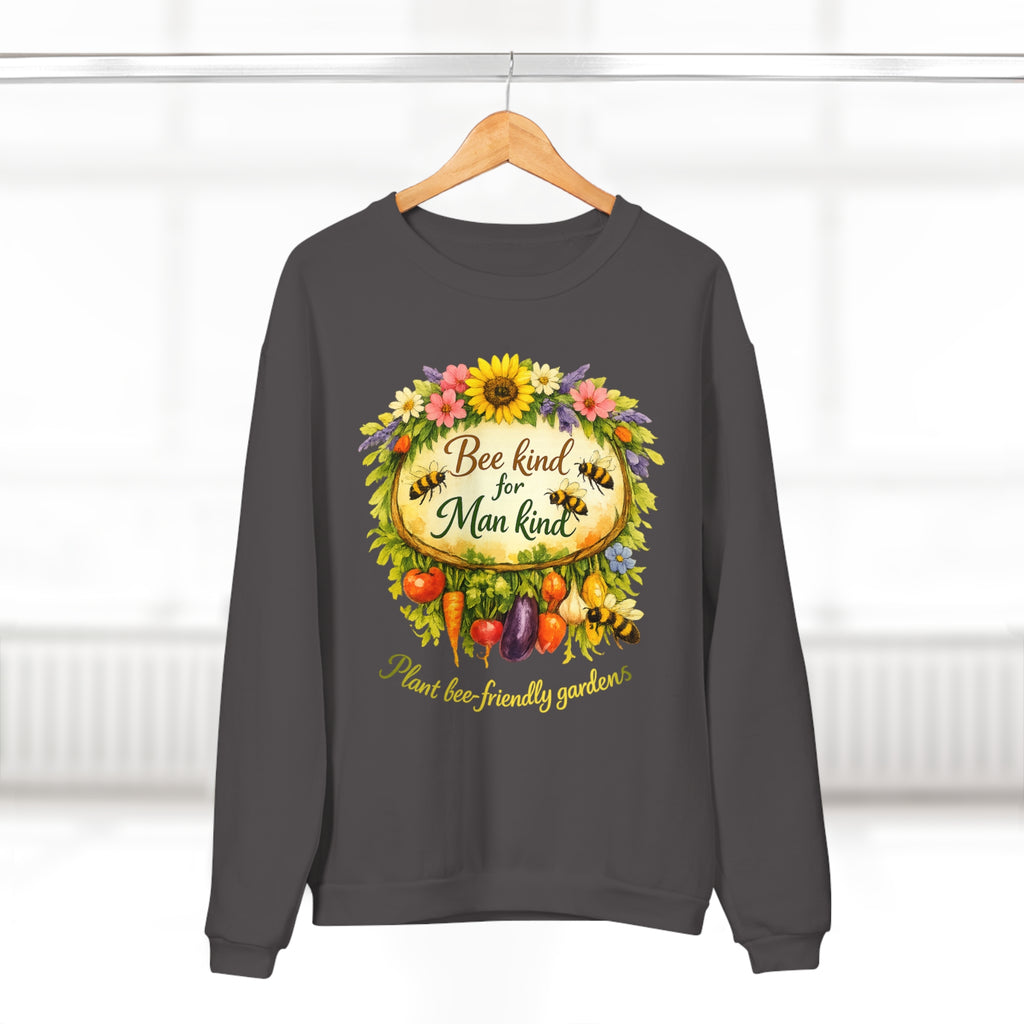 Bee Kind for Mankind Sweatshirt — Floral Sunflower & Bee Graphic Crewneck