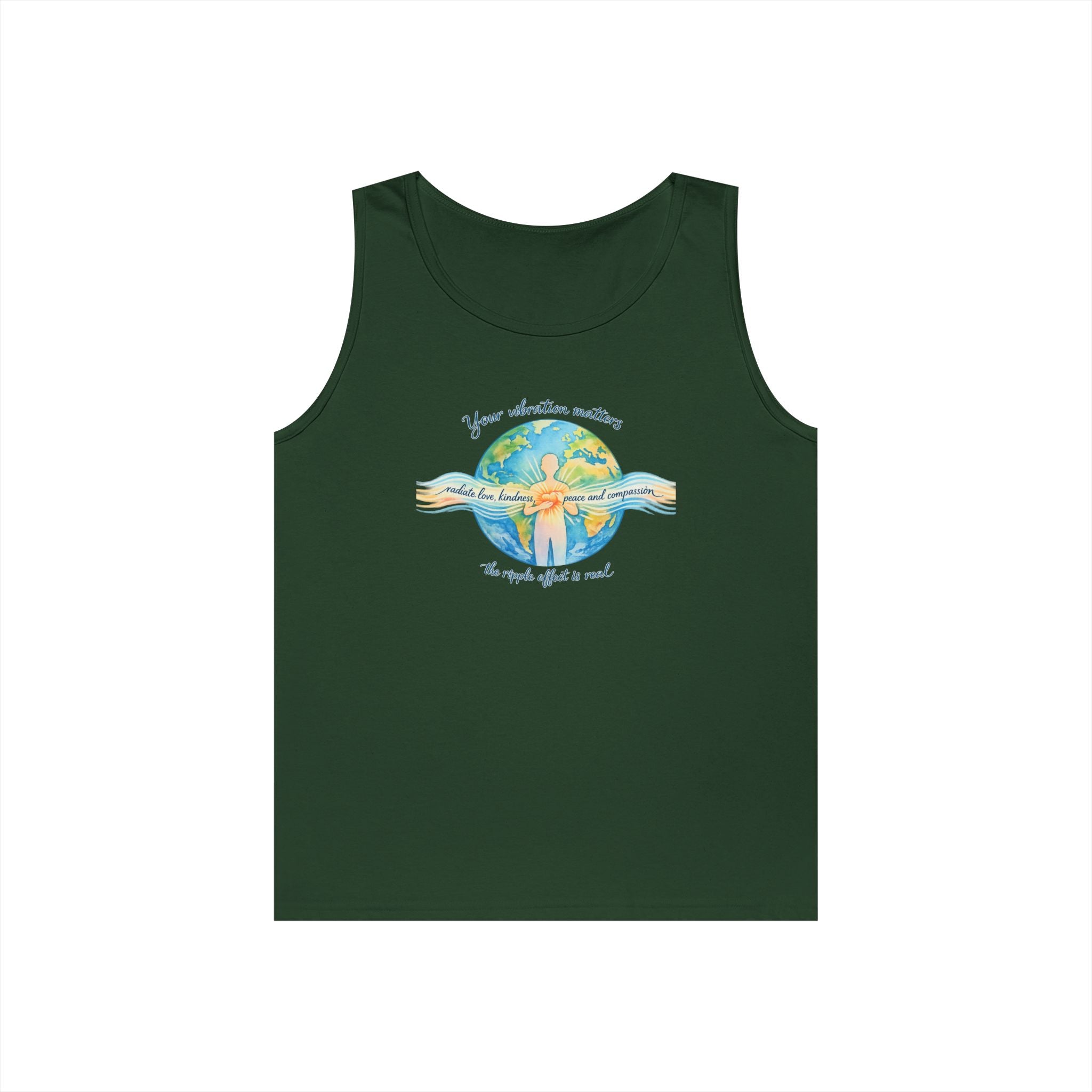 Earth Hug Tank — "Your vibration matters" Eco Positive Graphic Tank Top