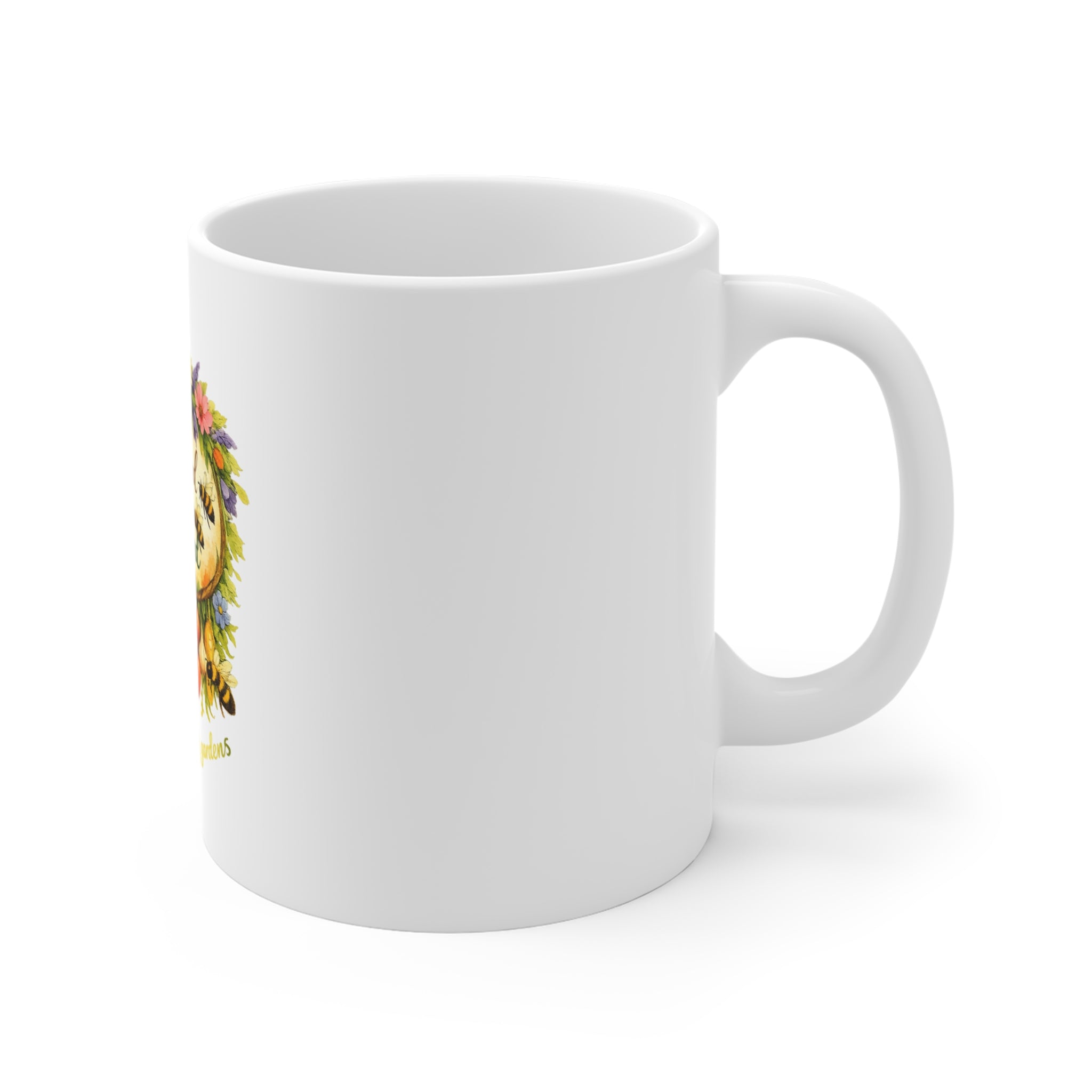 Bee Kind for Mankind Floral Mug — Eco-Friendly Gardeners Coffee Cup